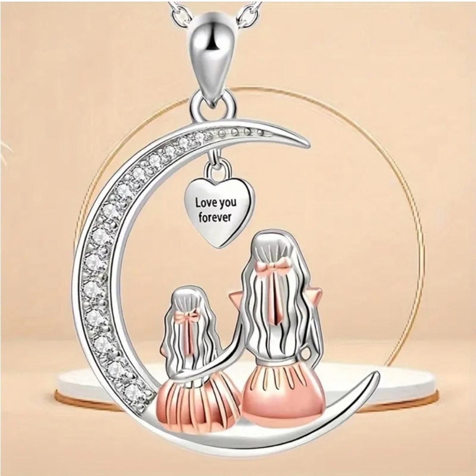 Designer Silver and Gold Mother Daughter Pendant Necklace Mothers Day Size ONE SIZE - 4 Thumbnail