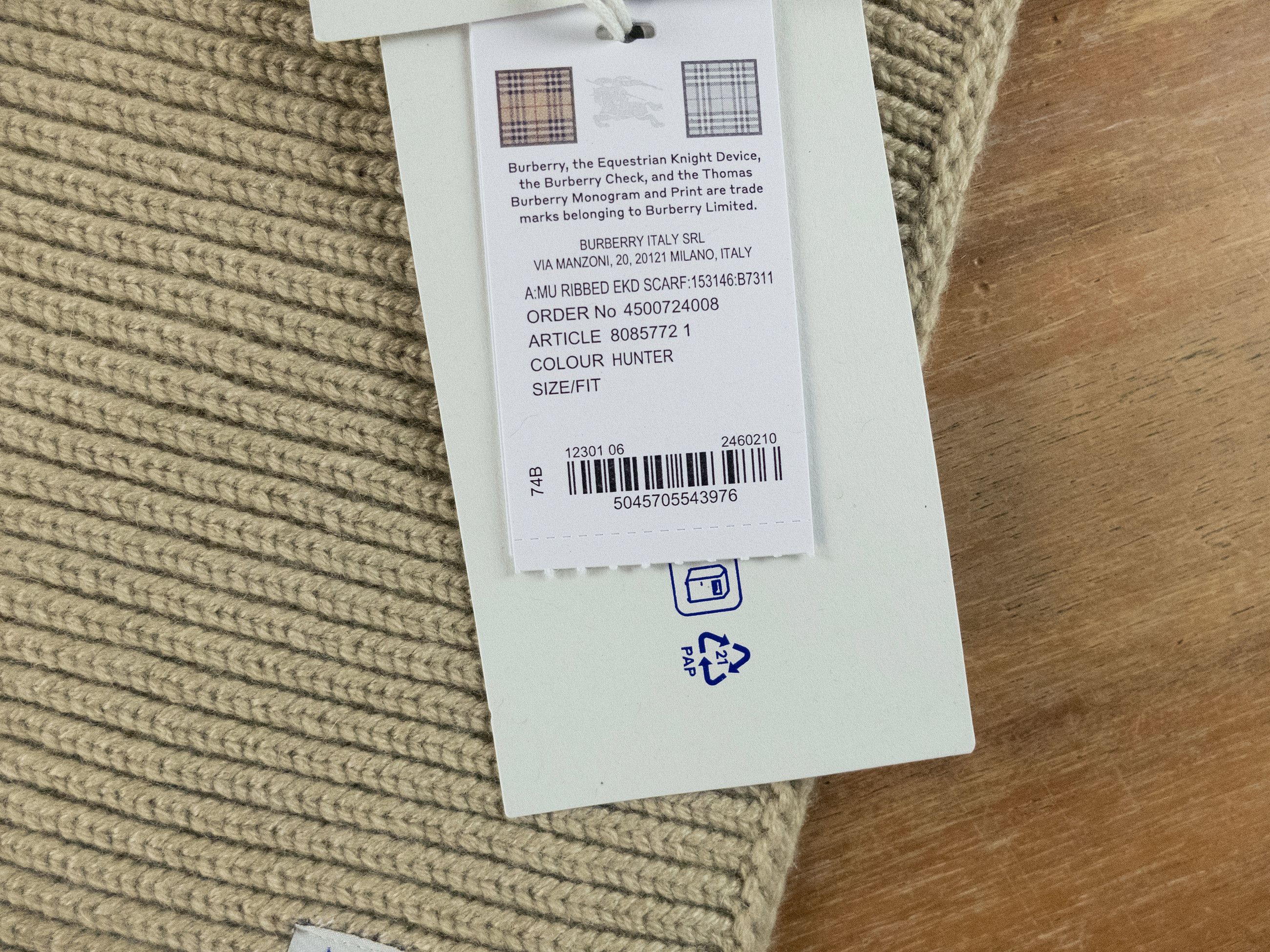 Burberry BURBERRY hunter beige knight logo embroidered cashmere scarf Size ONE SIZE - 7 Thumbnail