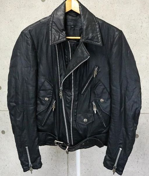 image of Chrome Hearts Linen Riders Jacket in Black, Men's (Size Small)