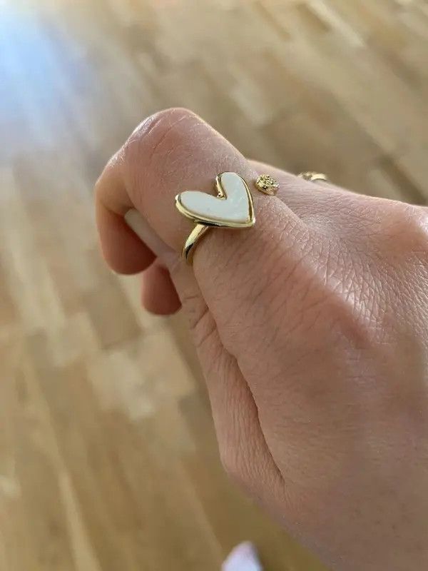 Jewelry Golden Heart Adjustable Ring Size ONE SIZE - 4 Thumbnail