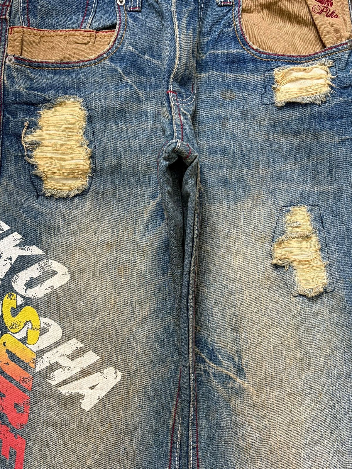 Fubu Vintage Piko Rusty Wash Printed Patch Distress Loose Jeans Size 30" / US 8 / IT 44 - 3 Thumbnail