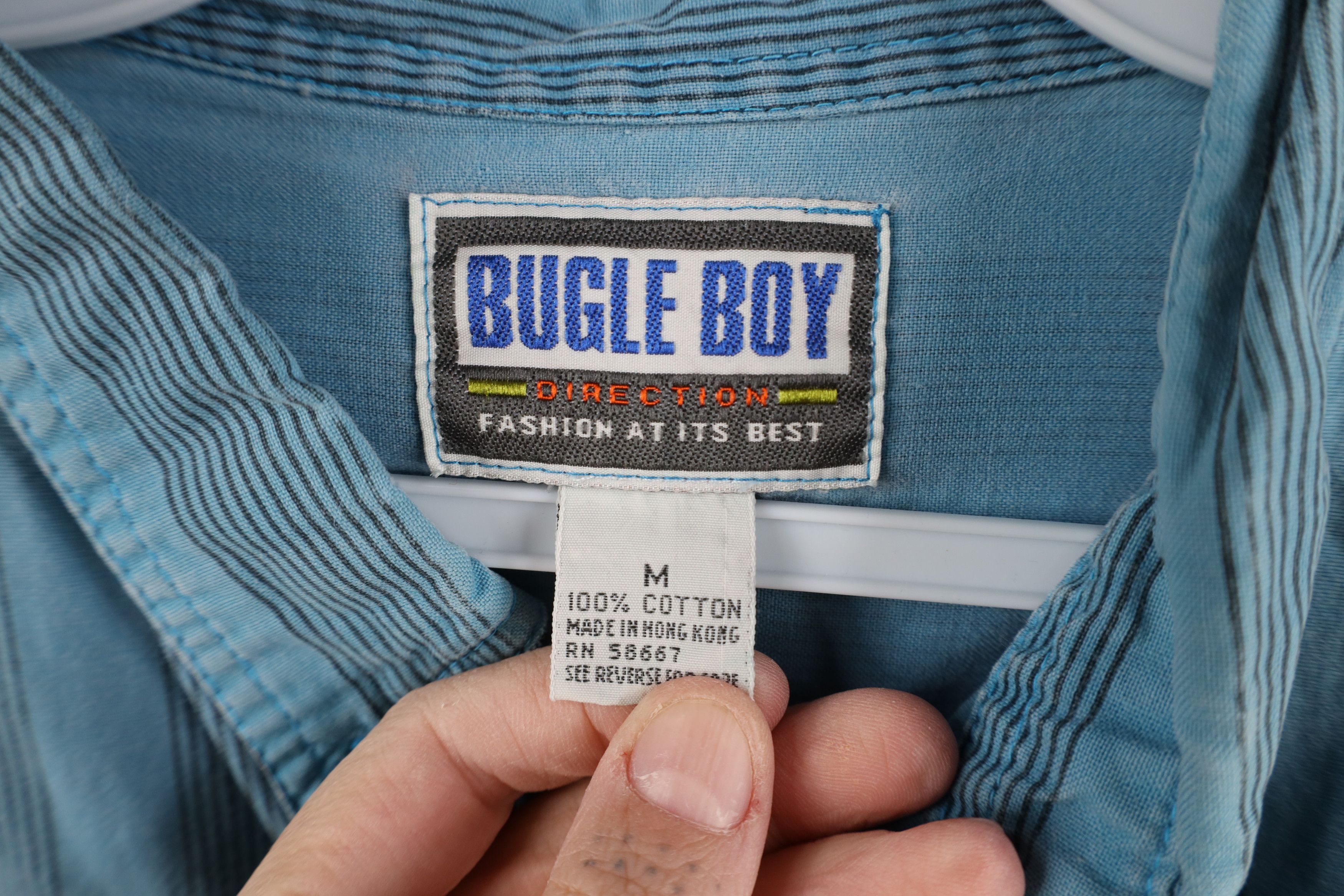 Vintage Vintage 90s Streetwear Baggy Striped Button Shirt Blue Size US M / EU 48-50 / 2 - 11 Thumbnail