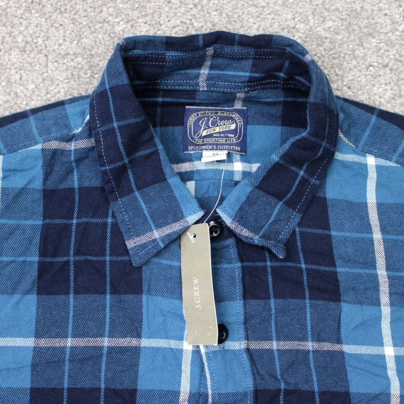 J.Crew J.CREW Shirt Mens Medium Blue Plaid Flannel 100% Cotton Long Sleeve Button-Up NWT Size US M / EU 48-50 / 2 - 4 Thumbnail