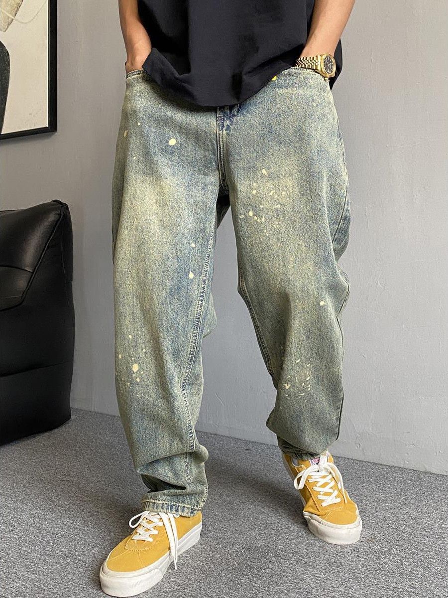 Vintage American casual washed retro splatter paint loose jeans Size US 32 / EU 48 - 3 Thumbnail