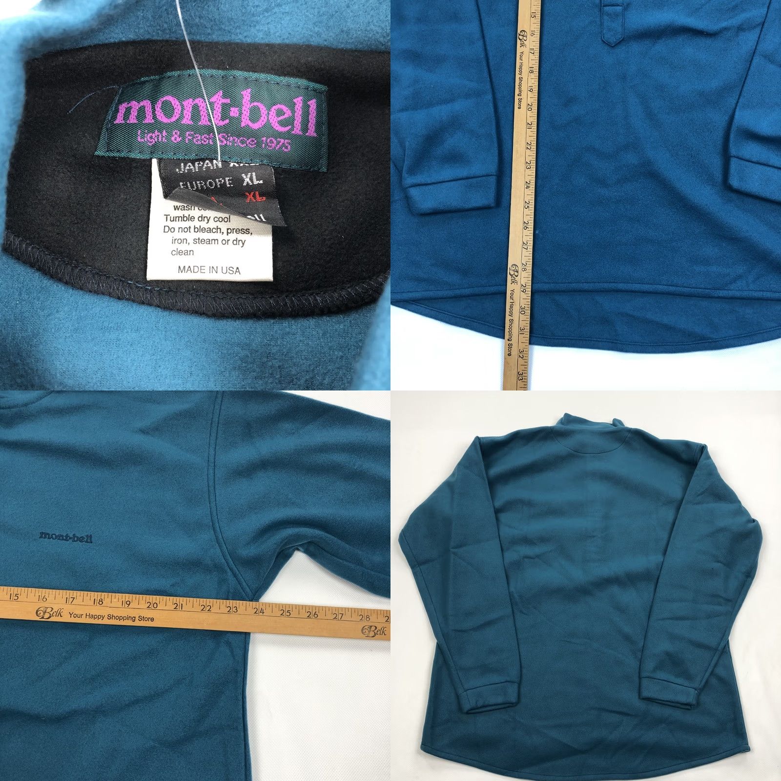 Montbell Mont-bell Chameece Polartec 100M Henley Fleece Top Men XL Teal Made in USA 90s Size US XL / EU 56 / 4 - 8 Thumbnail