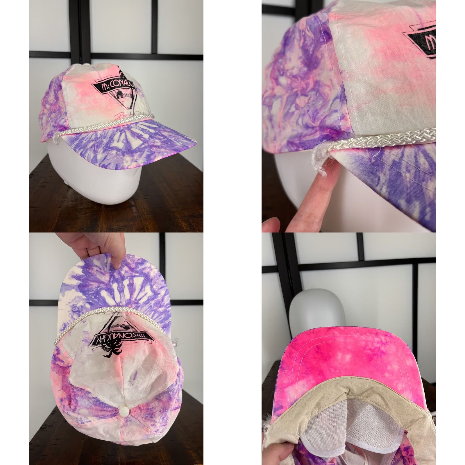 Vintage VINTAGE McConaughy Beach Club Hat Cap Snap Back Adult Pink Purple Tie Dye Palm Sunset Size ONE SIZE - 8 Thumbnail