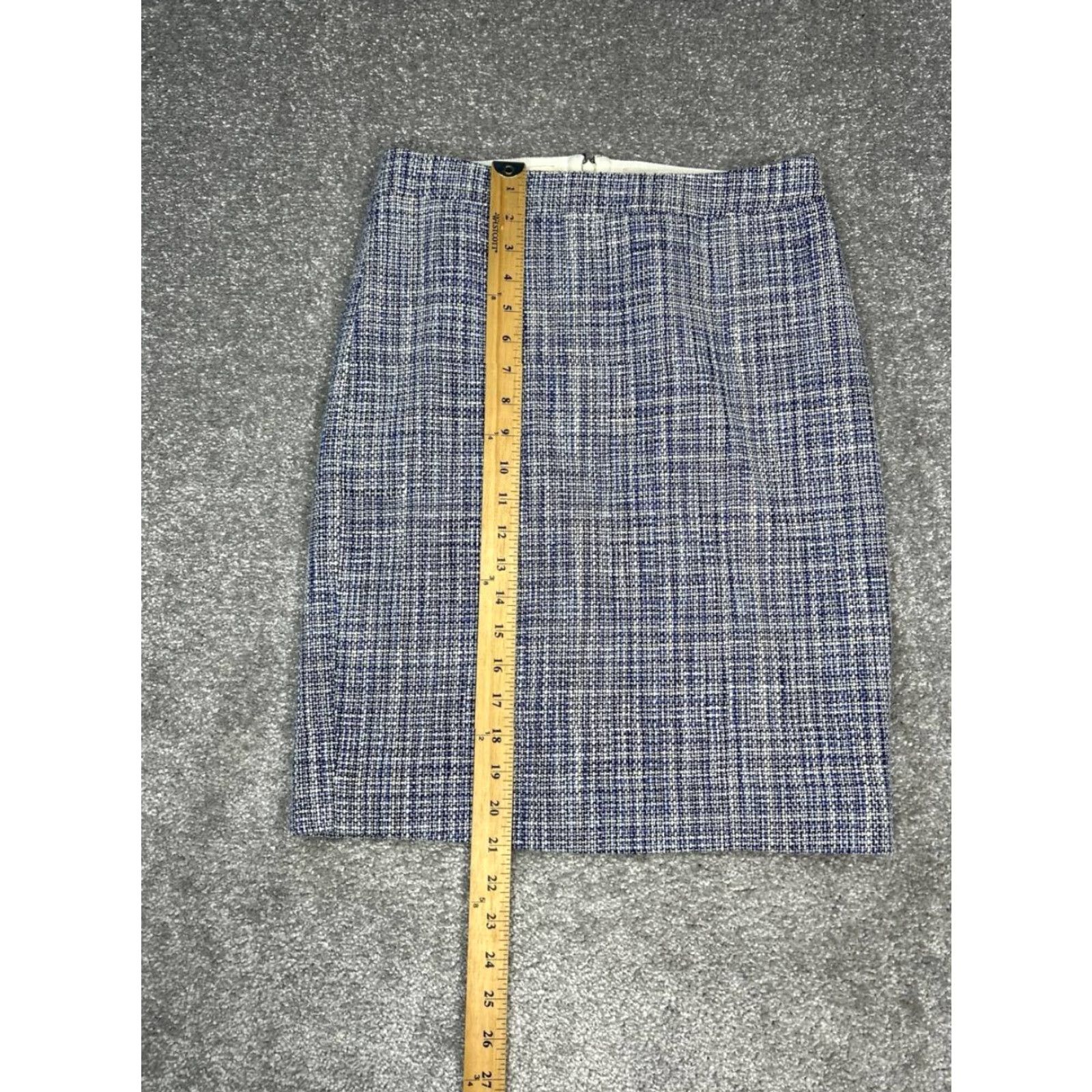 J.Crew J.CREW Skirt Women 2 Blue Textured Cotton Lined Back Zip Straight And Pencil New Size 26" / US 2 / IT 38 - 6 Thumbnail