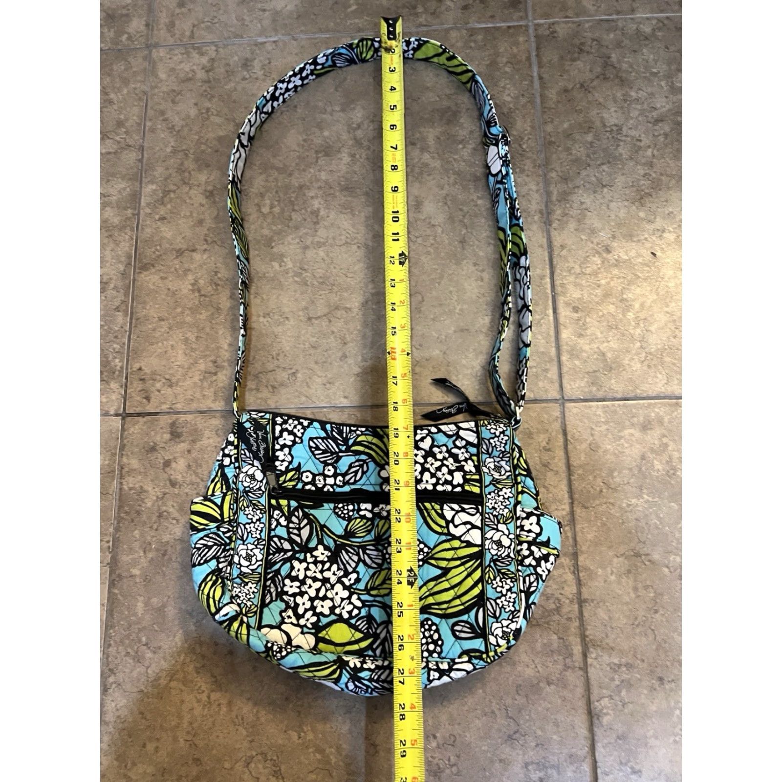 Vera Bradley VINTAGE Vera Bradley Crossbody Bag Women Medium Floral Bohemian 2000s Green Blue Purse Size ONE SIZE - 6 Thumbnail