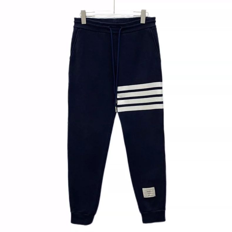 Thom Browne Thom browne Size 0 Dark blue classic four-bar cotton draws Size US 27 - 1 Thumbnail