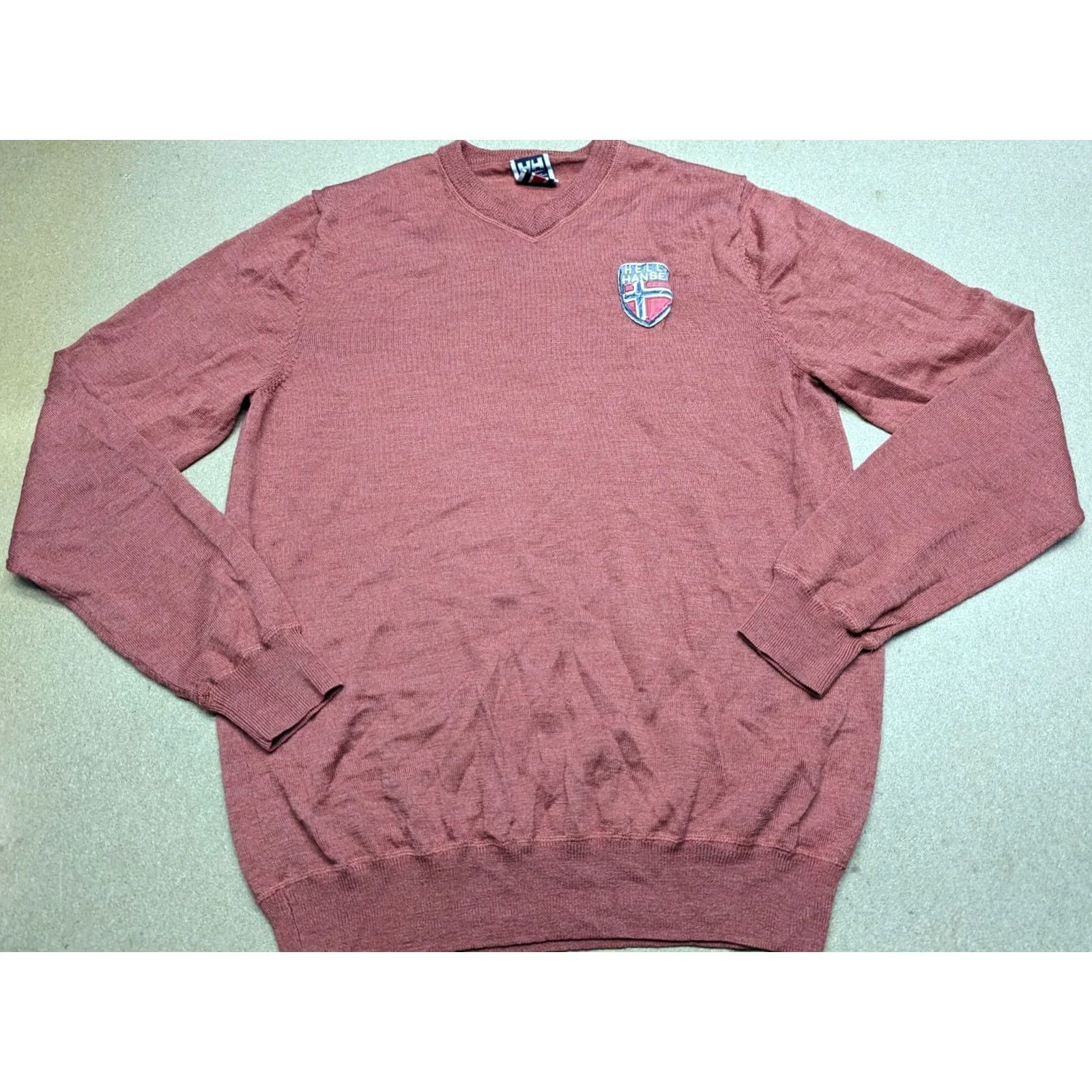 Helly Hansen Helly Hansen Mens Brown Sweater XL Wool Blend V-Neck Jumper Pullover Size US XL / EU 56 / 4 - 2 Thumbnail