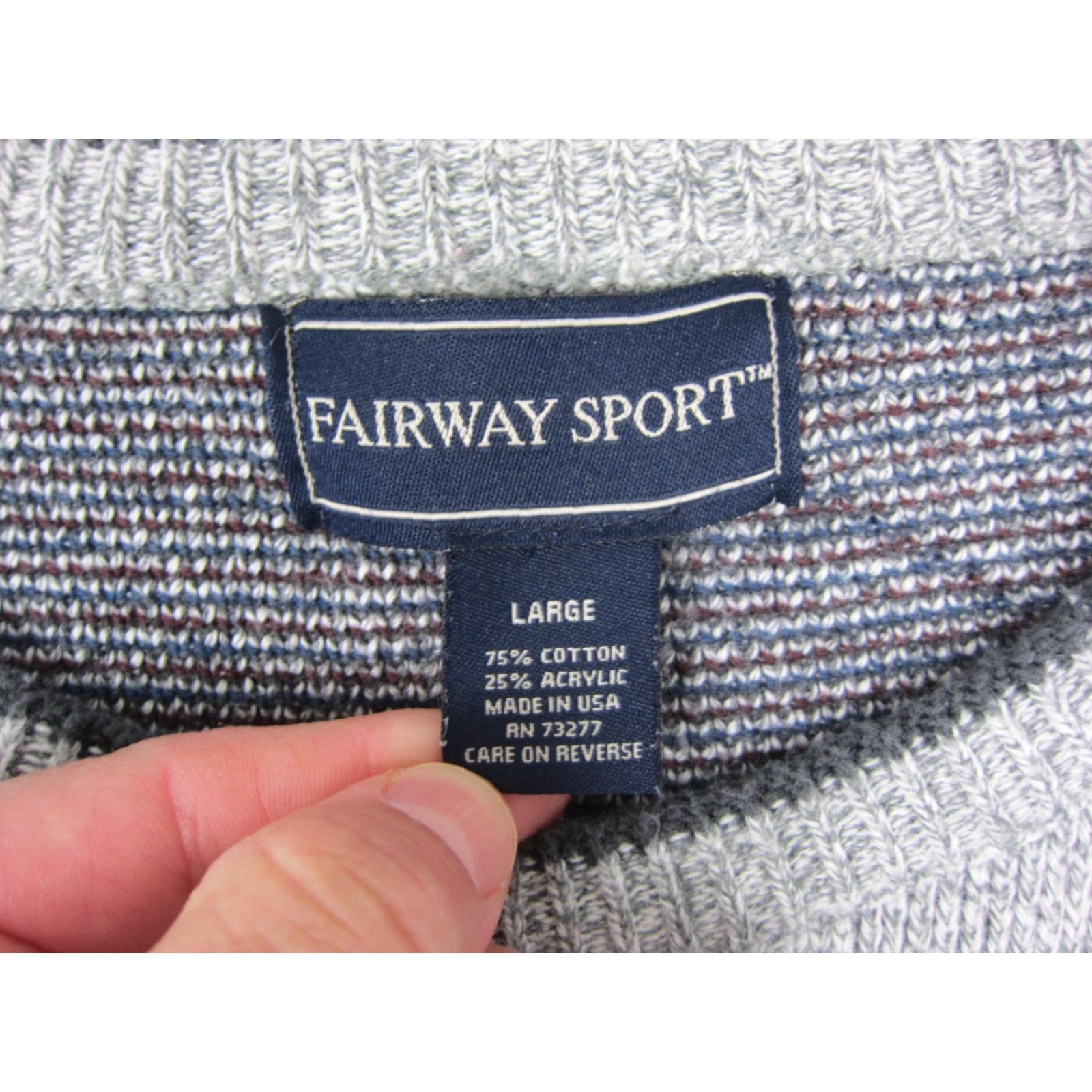 Vintage VINTAGE Fairway Sport Sweater Mens L Gray Diamond Crewneck Pullover Knit Knitwear Casual USA Size US L / EU 52-54 / 3 - 3 Thumbnail