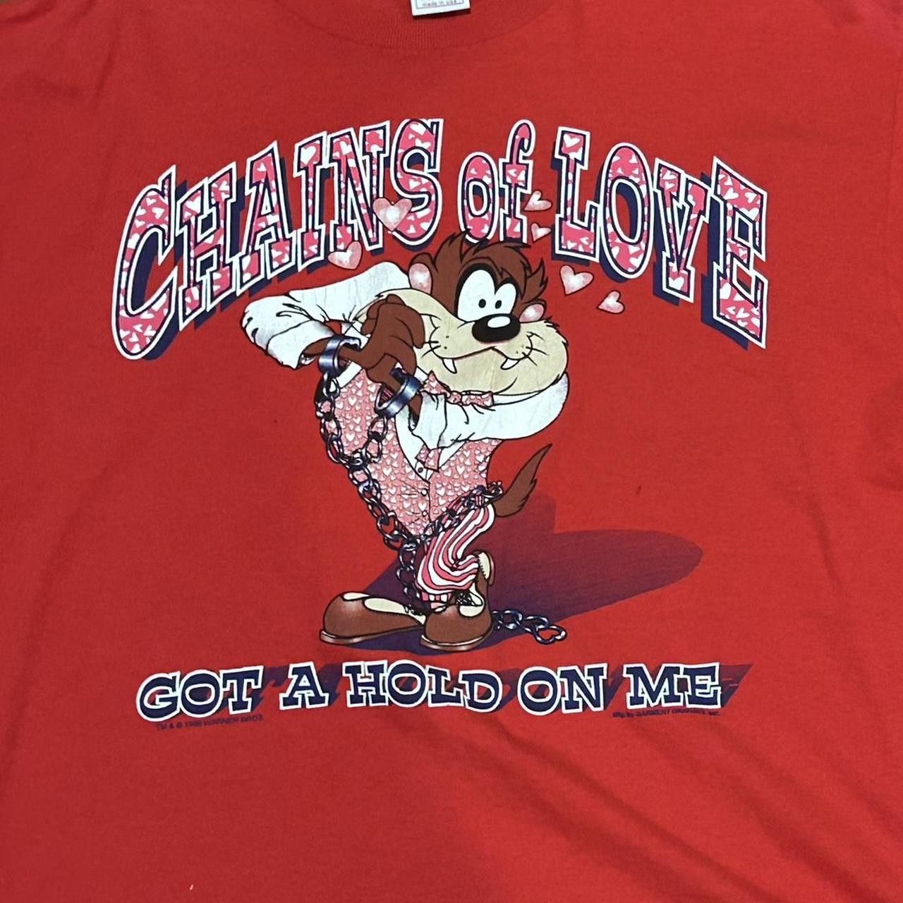 Warner Bros 1995 Warner Broa Taz red Chains of love Valentine shirt Size US XL / EU 56 / 4 - 2 Thumbnail