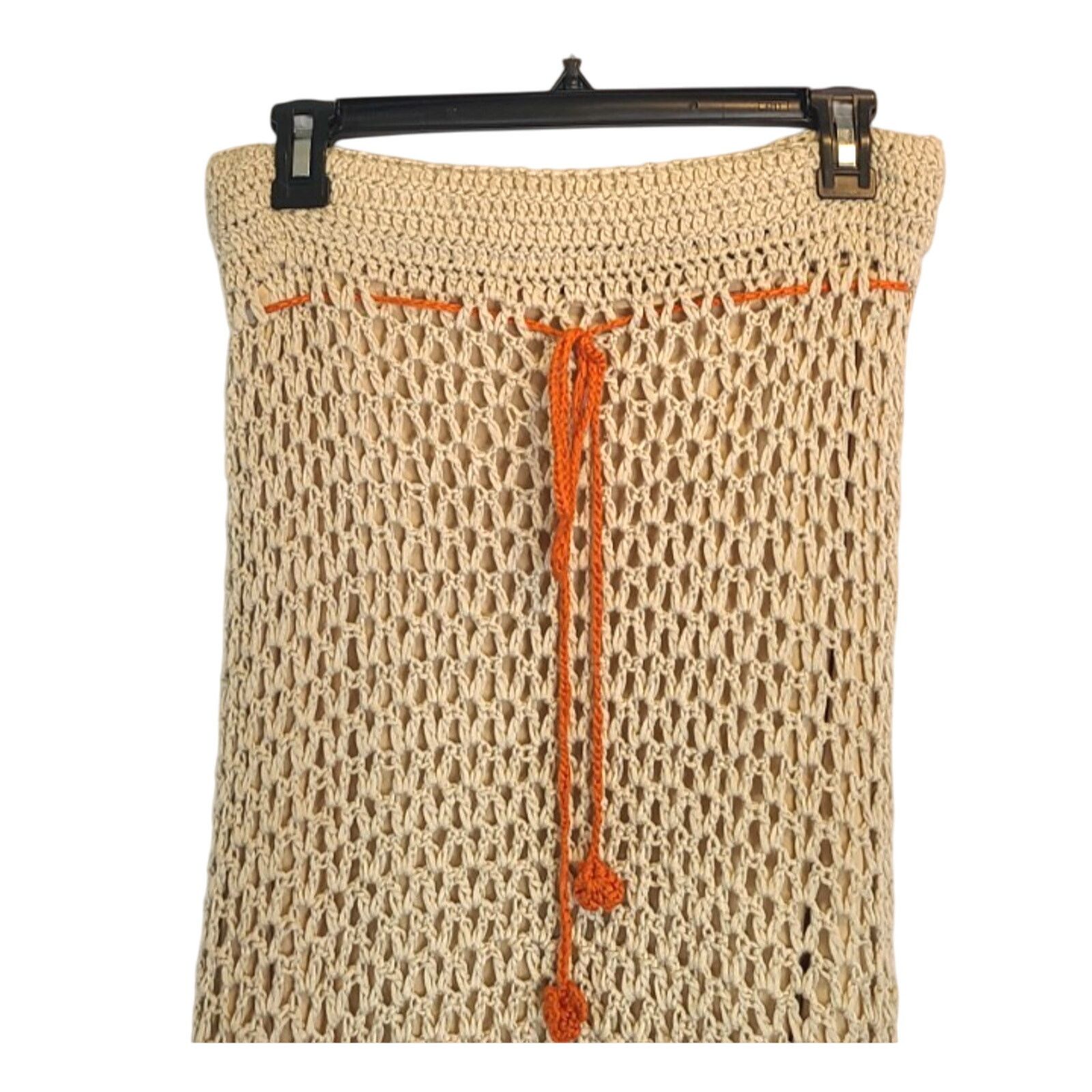 Other Vintage Y2K 90s Umgee Crochet Beige Orange Hi-Lo Skirt Large Size 28" / US 6 / IT 42 - 2 Thumbnail