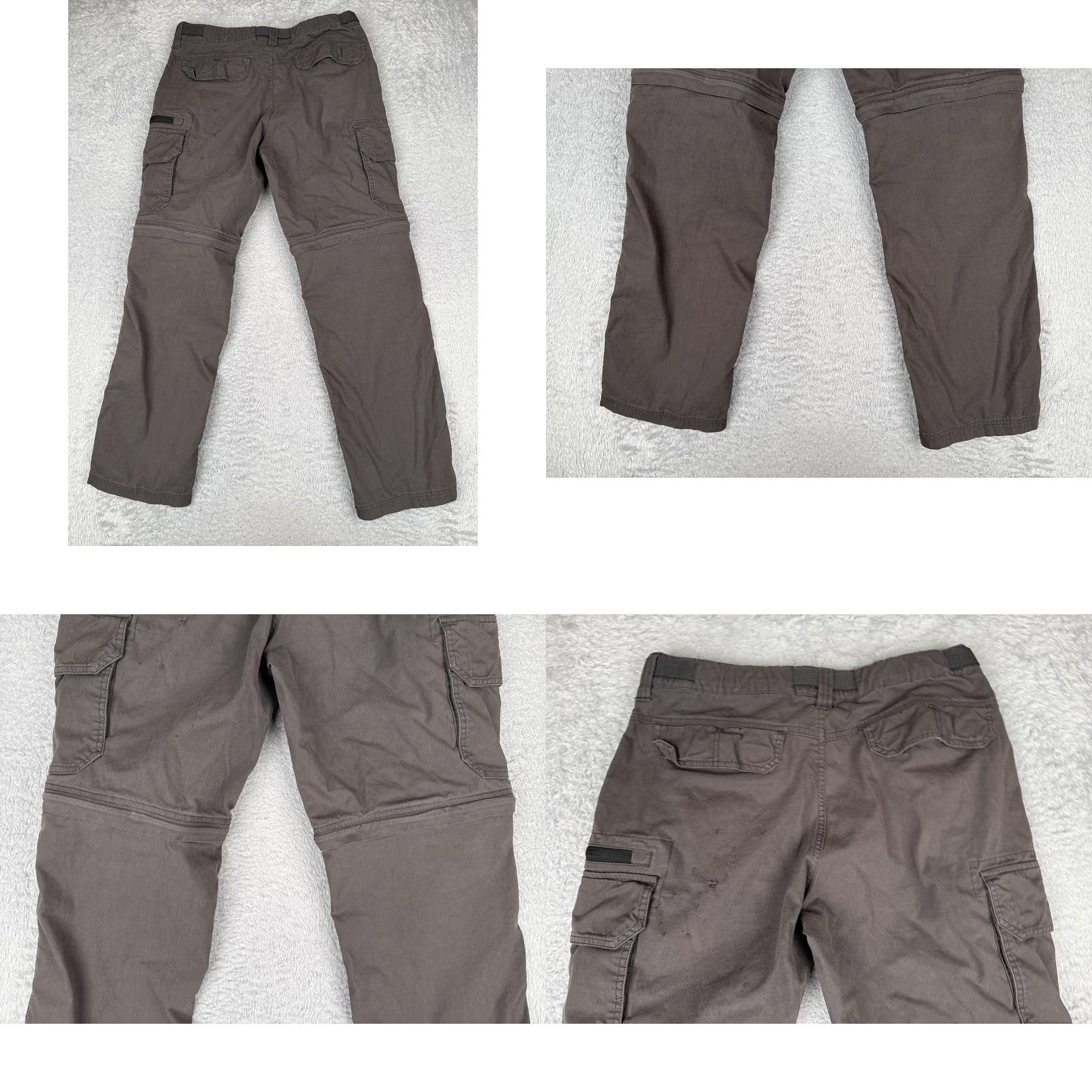 Vintage BC Clothing Co Mens Cargo Pants Brown Convertible Zip-Off Legs Belted Pockets Stretch Canvas 34x29 Waist 34 Inseam M Regular Size US 31 - 9 Thumbnail