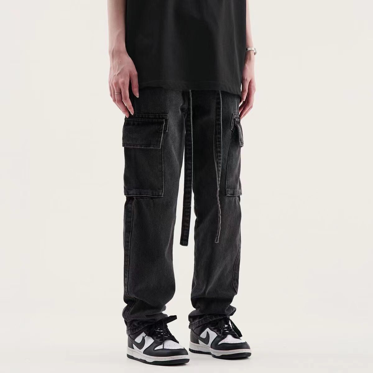 image of Vintage Multi-Pocket Cargo Jeans in Black, Men's (Size 32)