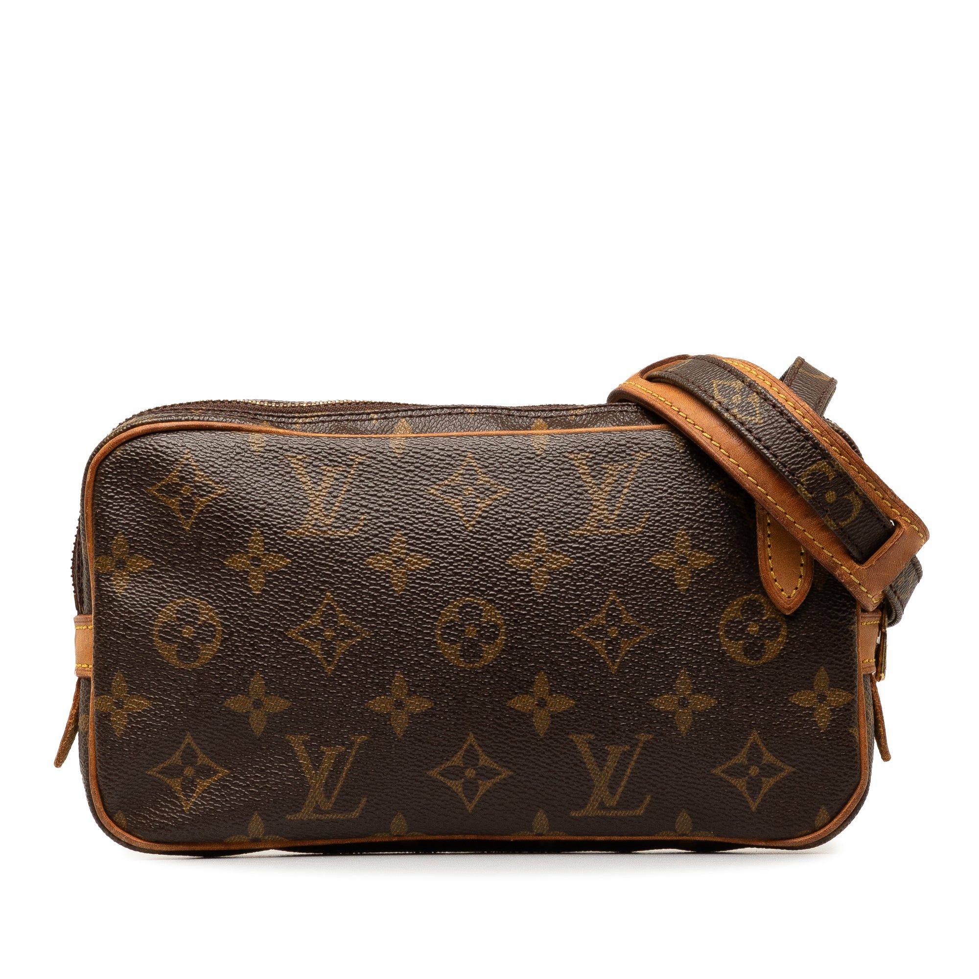image of Louis Vuitton Monogram Pochette Marly Bandouliere Crossbody Bag in Brown, Women's