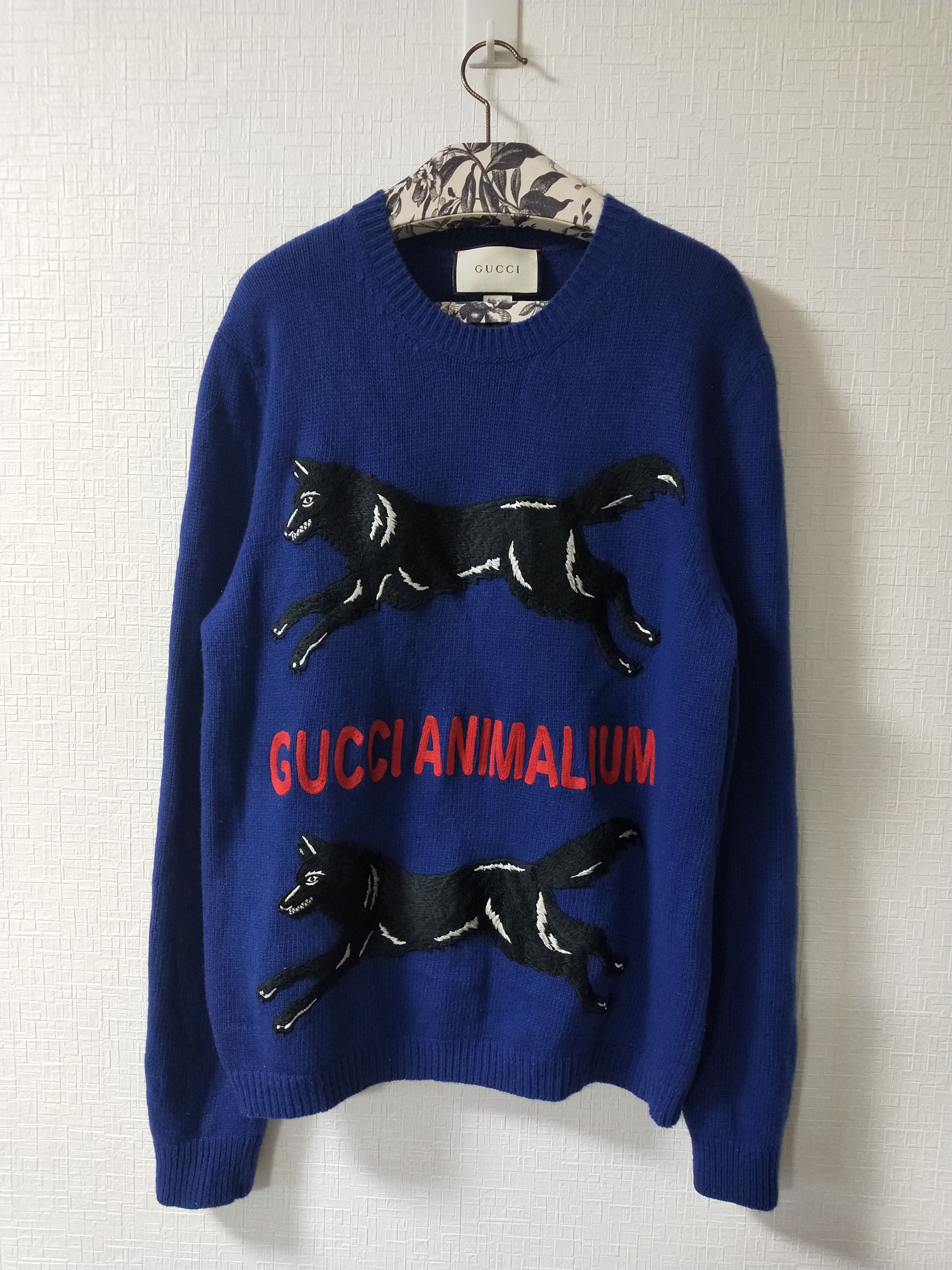 Gucci blue wolf sweater best sale