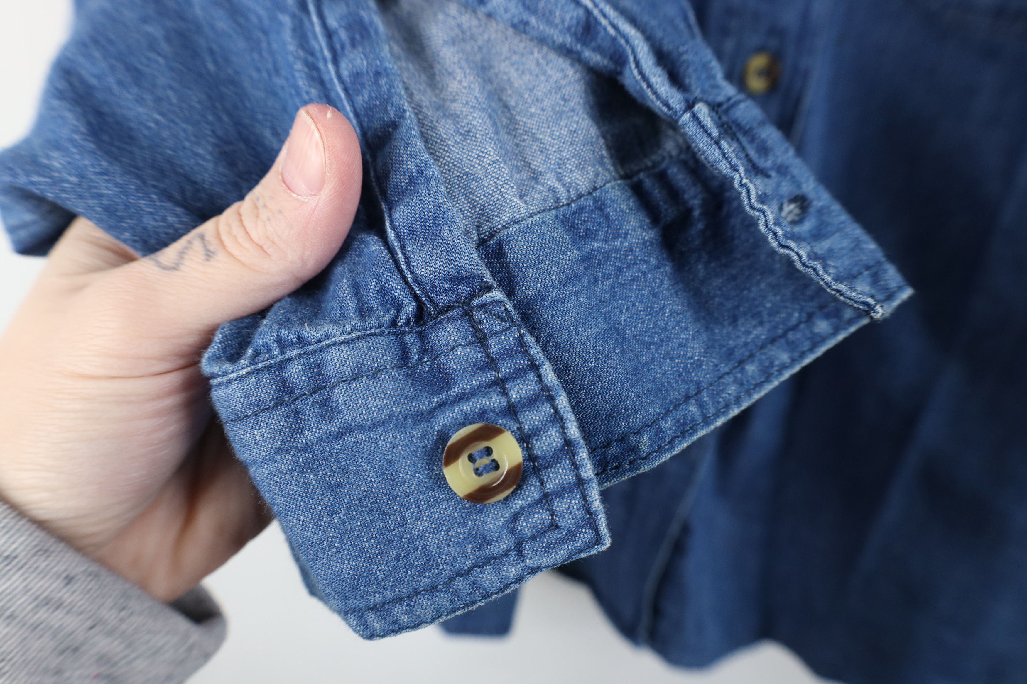 Vintage Vintage 90s Streetwear Abstract Sunflower Denim Button Shirt Size 3XL / US 20-22 - 11 Thumbnail
