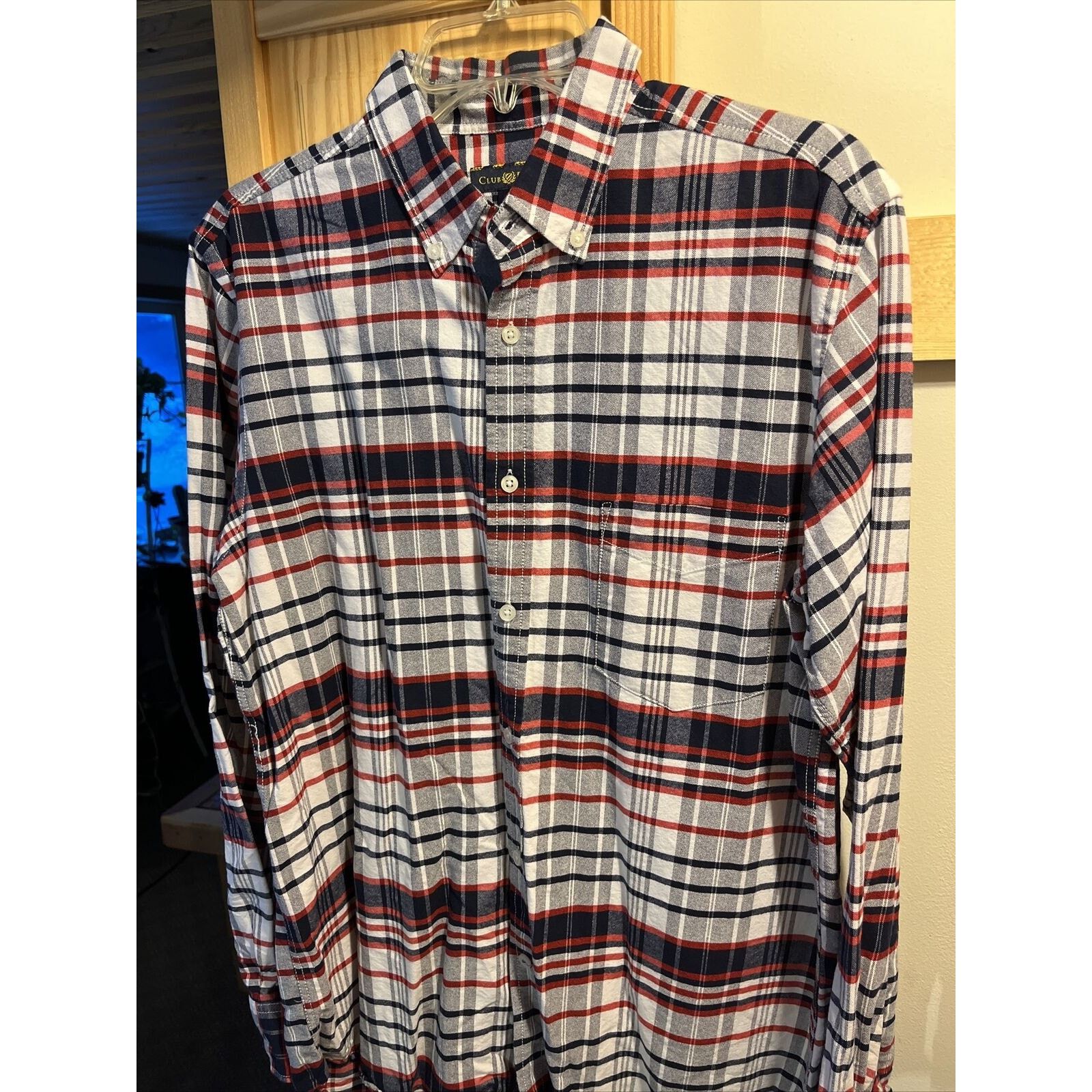 Club Room Club Room Mens M White Red Check LS Button Down Cotton Shirt Size US M / EU 48-50 / 2 - 9 Thumbnail