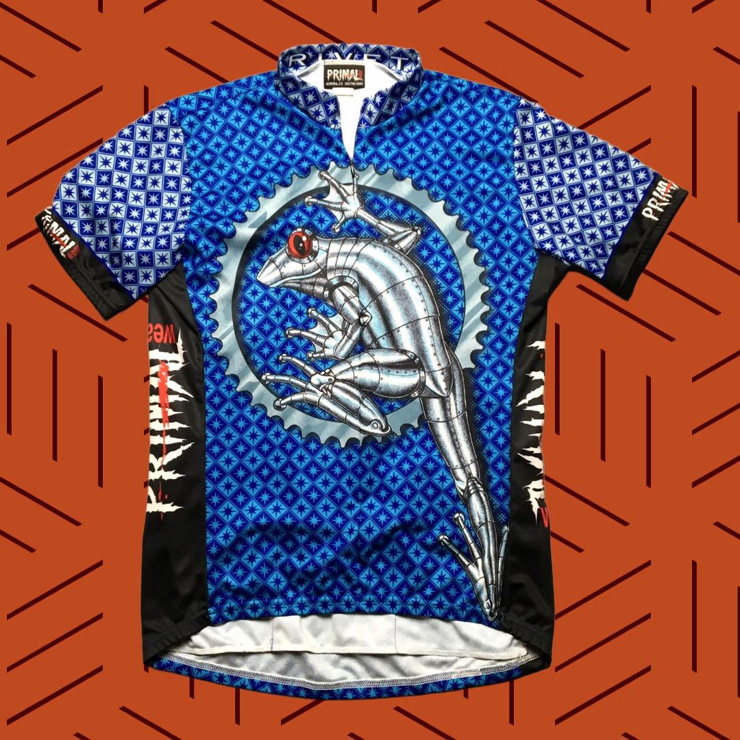 Vintage VINTAGE Primal Wear Cycling Jersey Mens L Blue Coolmax Robo Lizard Gecko Made USA Size US L / EU 52-54 / 3 - 1 Thumbnail