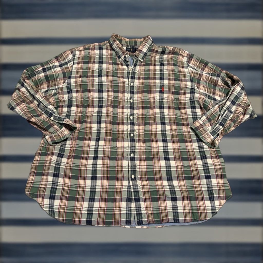 Polo Ralph Lauren VINTAGE Polo Ralph Lauren Long Sleeve Plaid Button-Up Pony Shirt Mens 4XB 4XL Size US XXL / EU 58 / 5 - 1 Thumbnail