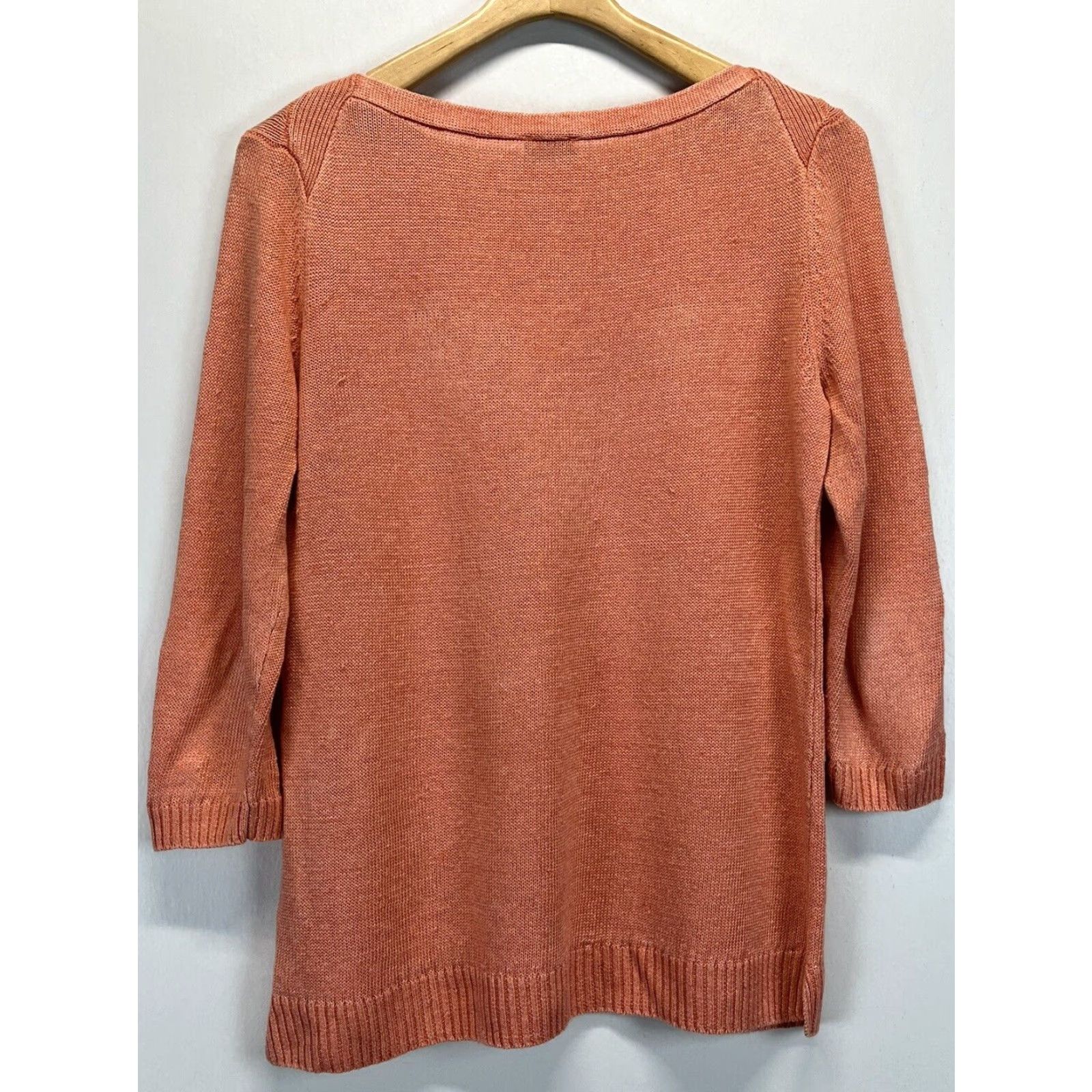 Talbots Talbots Linen Tunic Sweater Large Women's Coastal Orange Boat Neck Size L / US 10 / IT 46 - 2 Thumbnail
