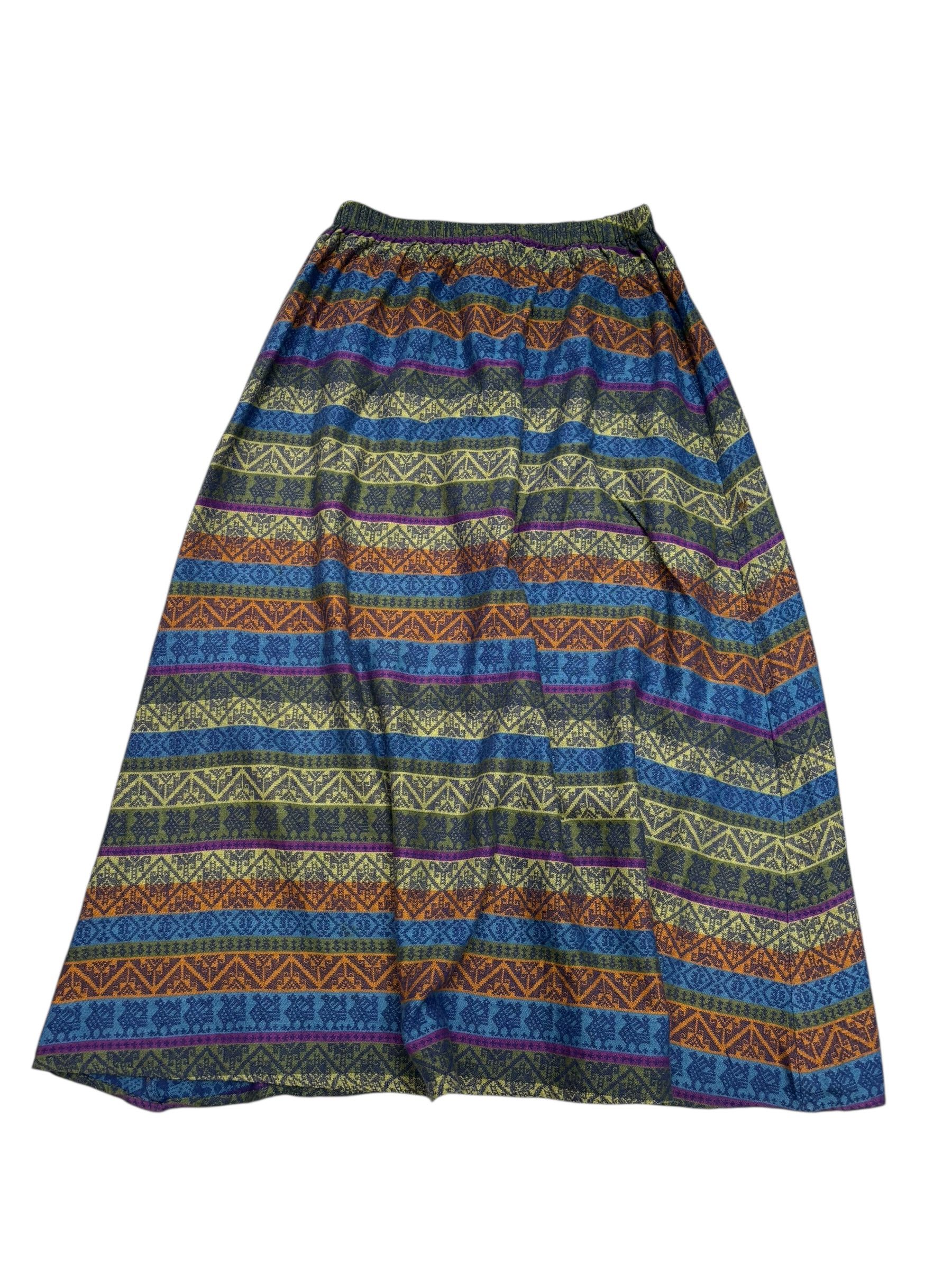 Kapital 🔥BOHO TRIBAL HIPPIE MIDI SKIRT ELASTIC WAIST Size 26" / US 2 / IT 38 - 3 Thumbnail