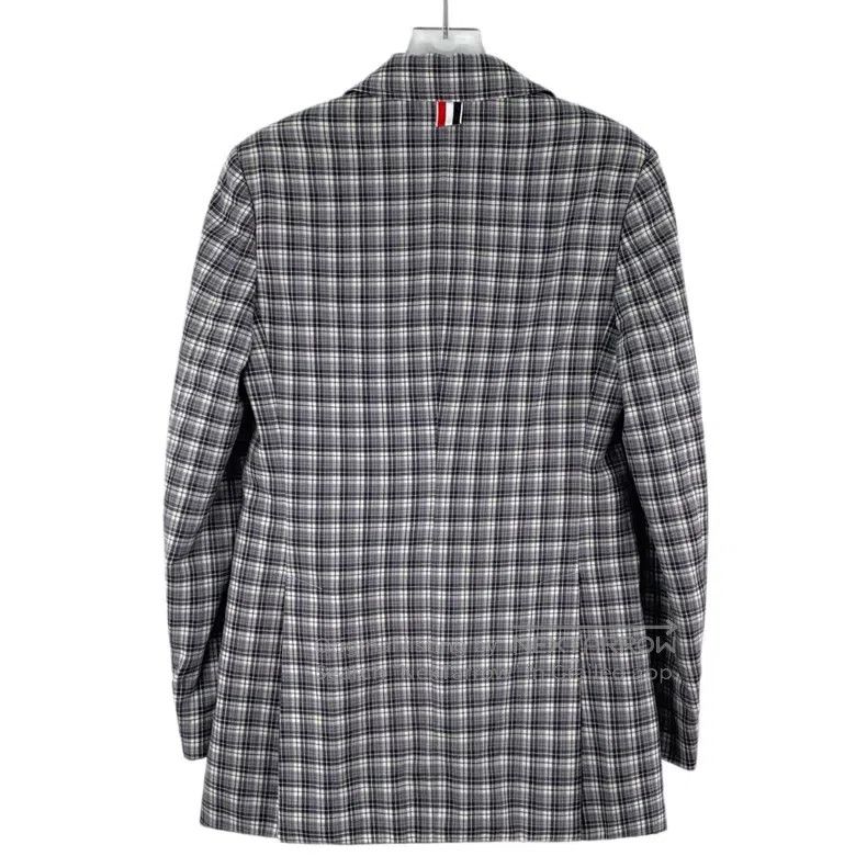 Thom Browne Thom Browne Gray Plaid Wool Lapel Single Breasted Long Sle Size 40L - 2 Thumbnail