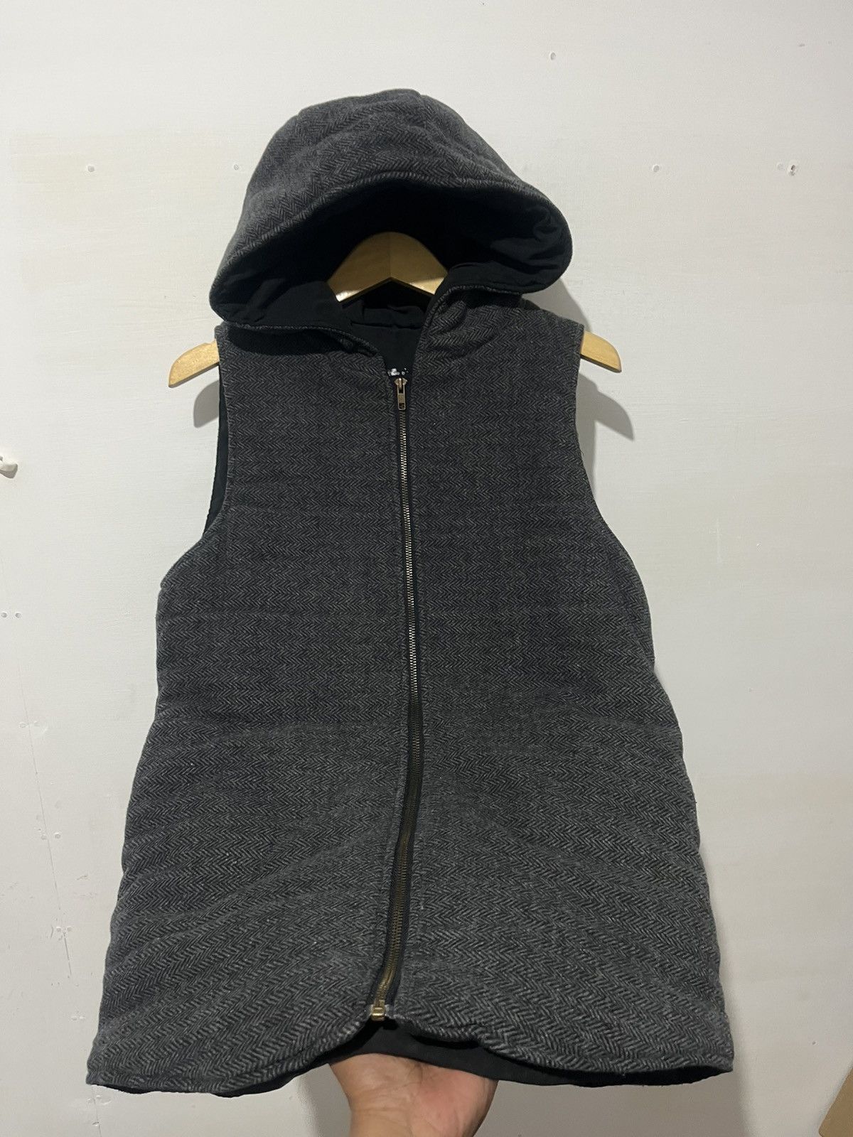 Japanese Brand Japanese Lauren 2Ann Herringbone Wool Blend Hooded Vest Size US M / EU 48-50 / 2 - 3 Thumbnail
