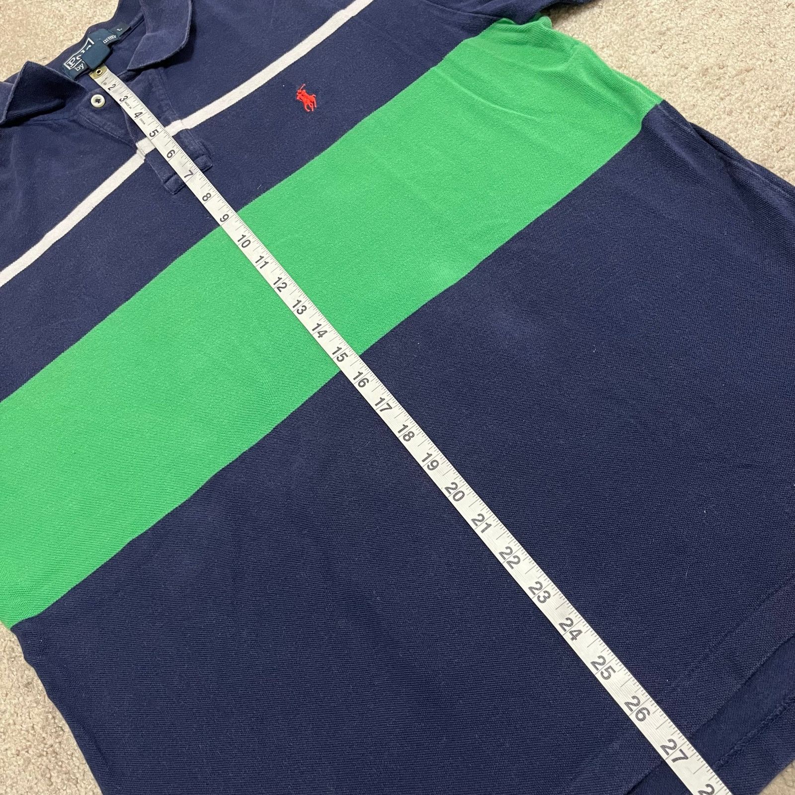 Polo Ralph Lauren Polo Ralph Lauren Striped Navy Green Polo Shirt Large Size US L / EU 52-54 / 3 - 4 Thumbnail