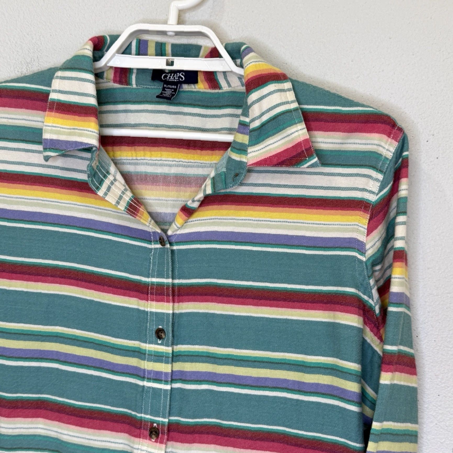 Chaps Chaps Button Front Top Women's XL Stripe Southwestern Long Sleeve Collared Size XL / US 12-14 / IT 48-50 - 2 Thumbnail