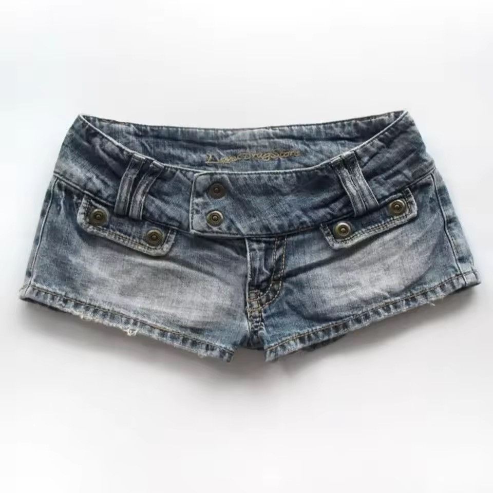 Jean Y2K Vintage Style Mini Denim Shorts Size 27" / US 4 / IT 40 - 1 Thumbnail