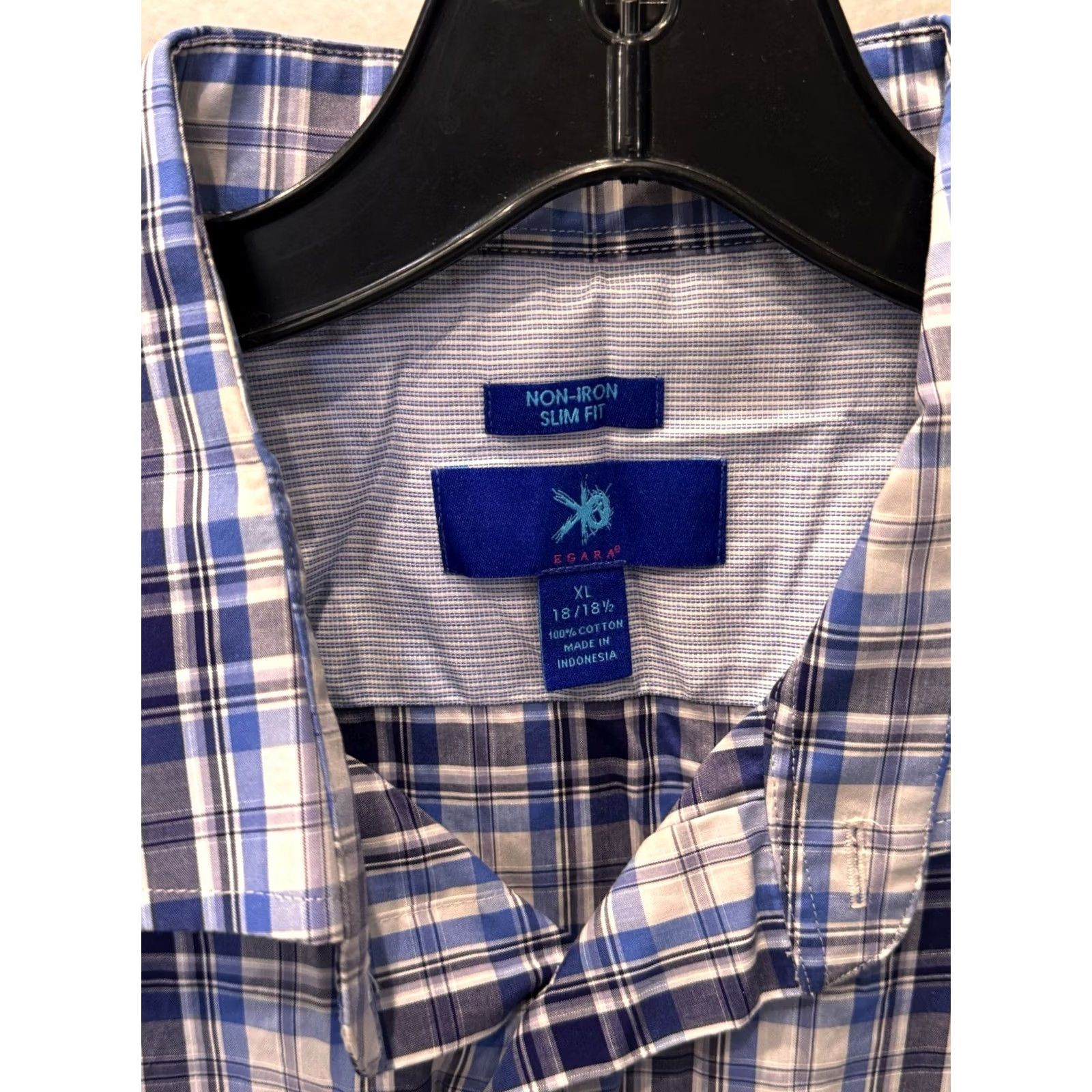 Egara Egara Blue Plaid SHIRT XL Mens Long Sleeve XS XL? Size US XL / EU 56 / 4 - 5 Thumbnail