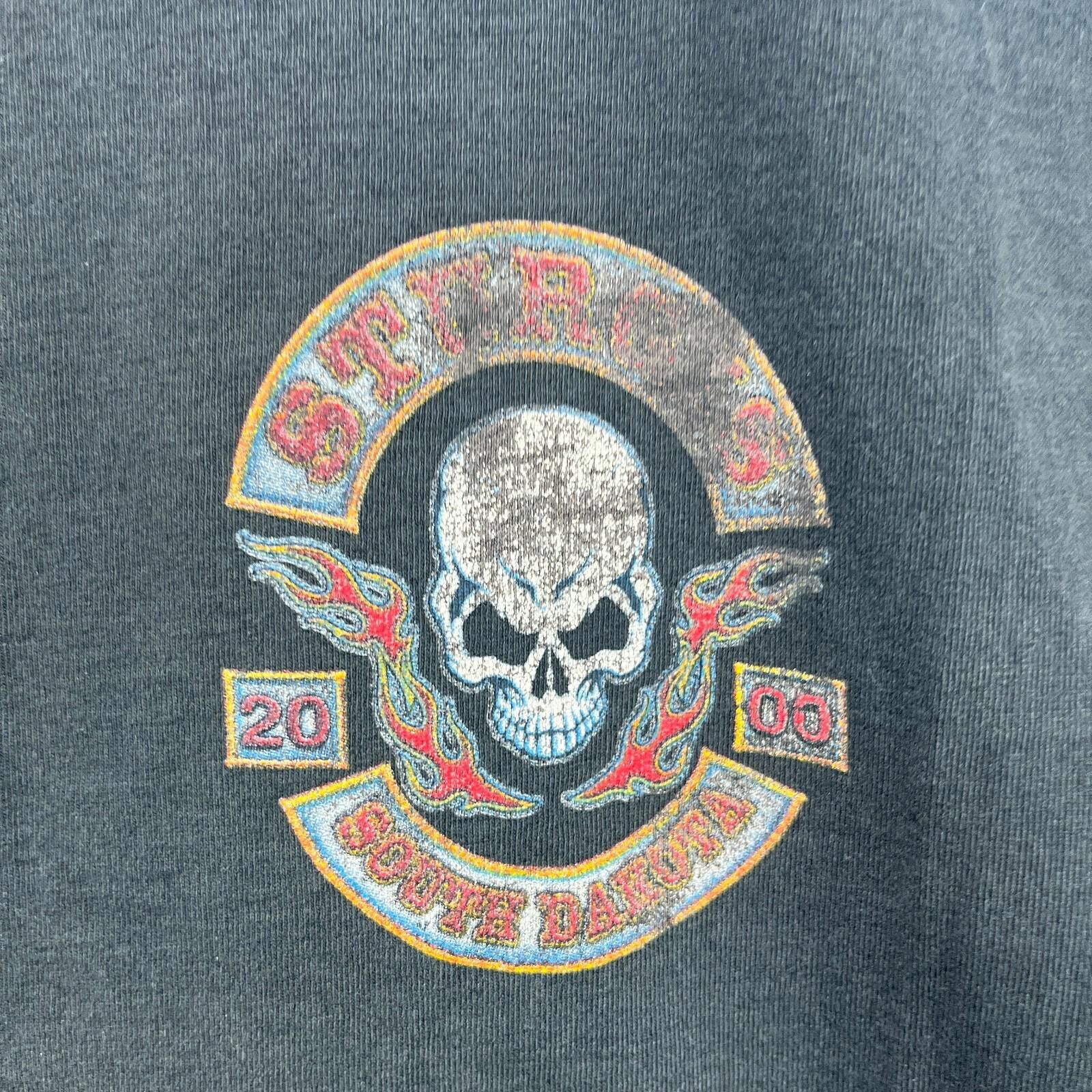 Other Vintage 2000 Sturgis Faded Biker Skull Flames T Shirt Large Size US L / EU 52-54 / 3 - 8 Thumbnail