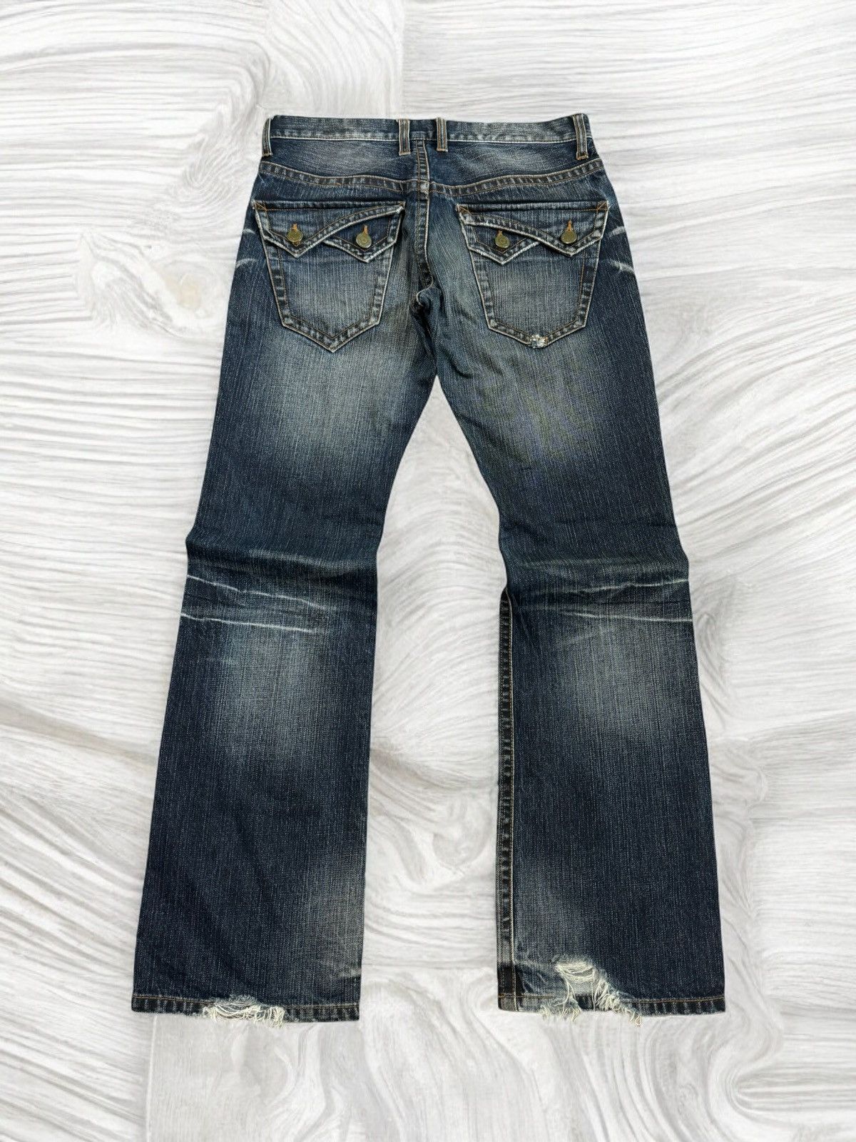 Hysteric Glamour × Japanese Brand × Vintage FLARED RATTLE TRAP JUNYA WATANABE STYLE DISTRESSED DENIM Size US 32 / EU 48 - 2 Thumbnail