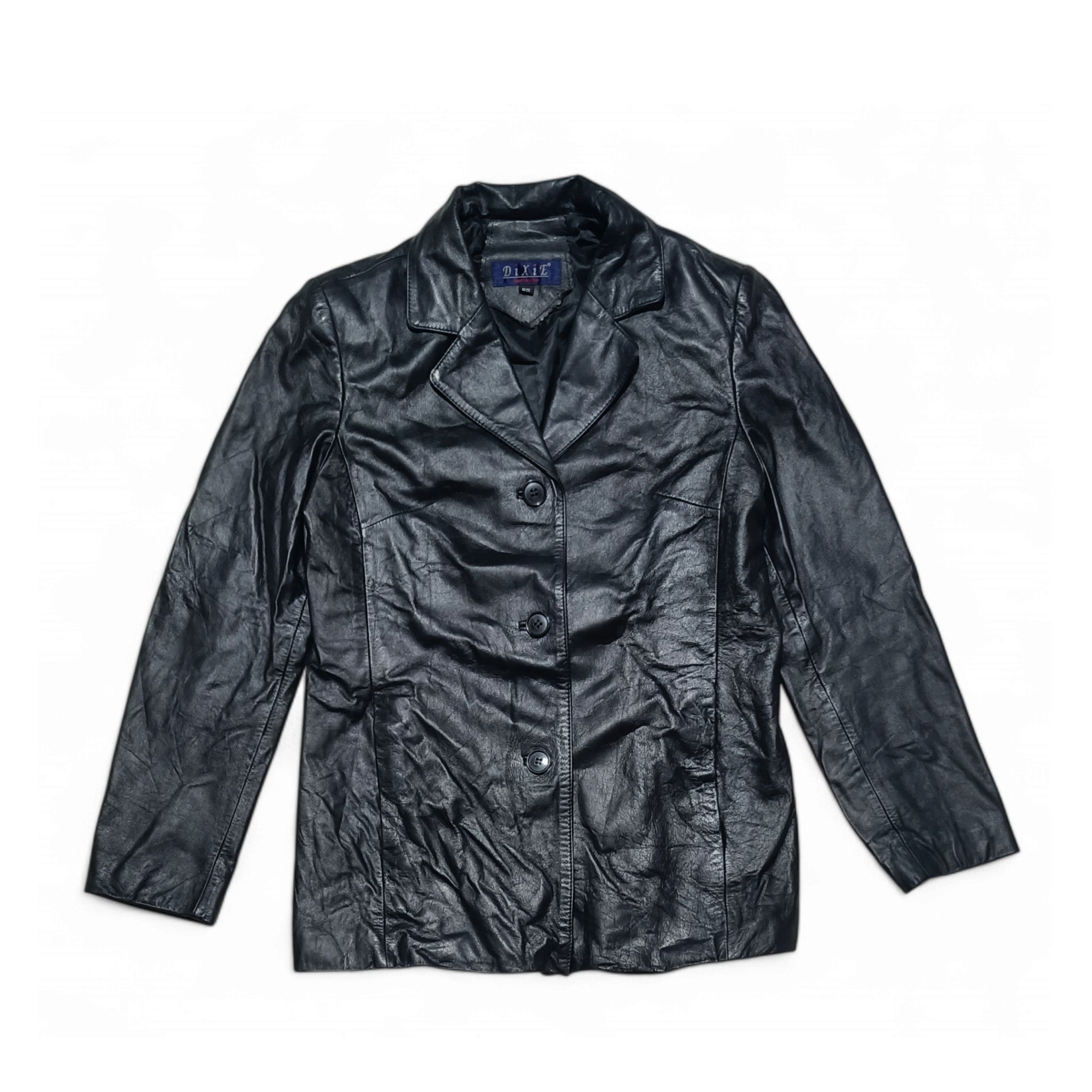 Vintage Y2K DIXIE Women\'s Sheepskin Black Leather Jacket