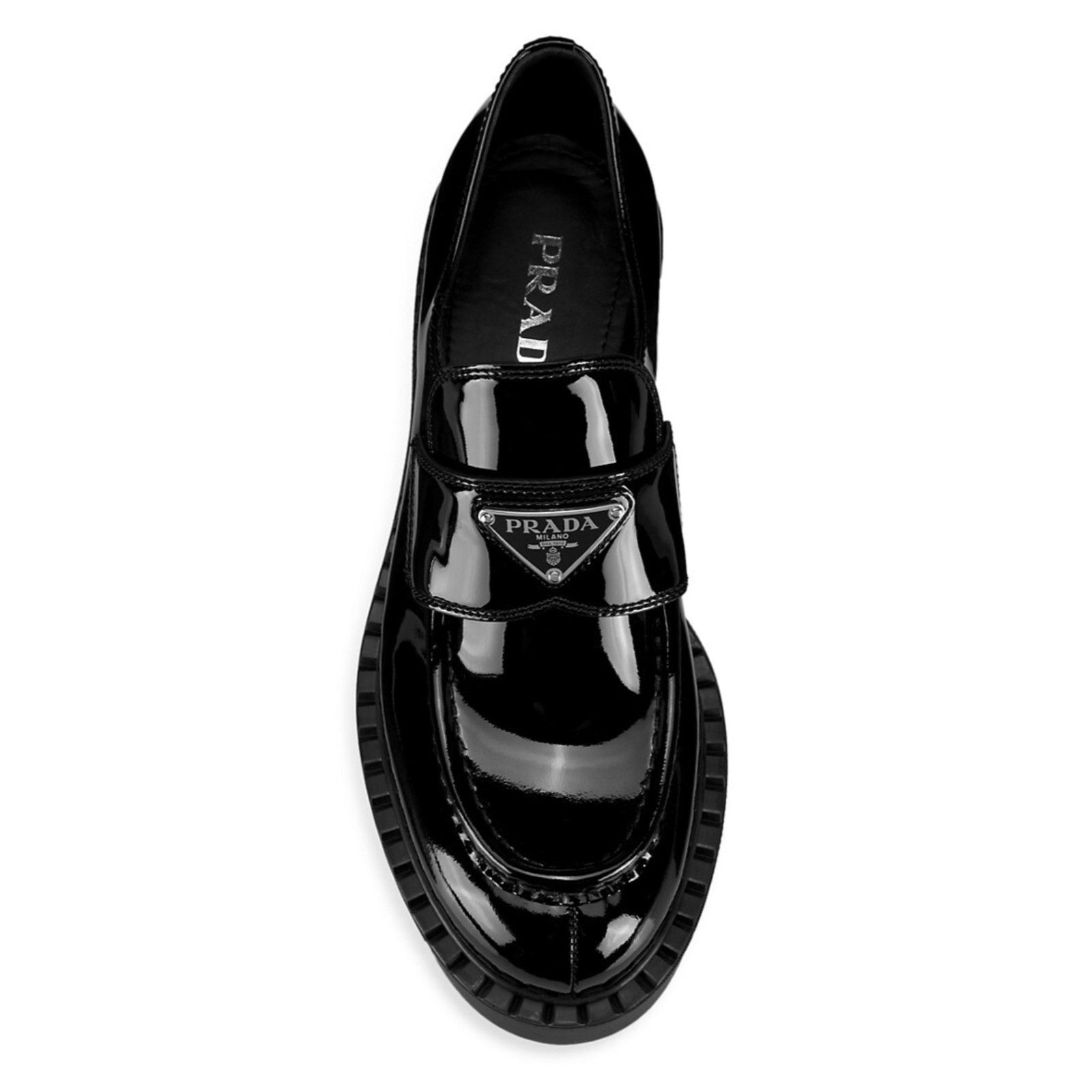 Prada Prada Chocolate Black Patent Leather Silver Logo Platform Size US 6 / IT 36 - 10 Thumbnail