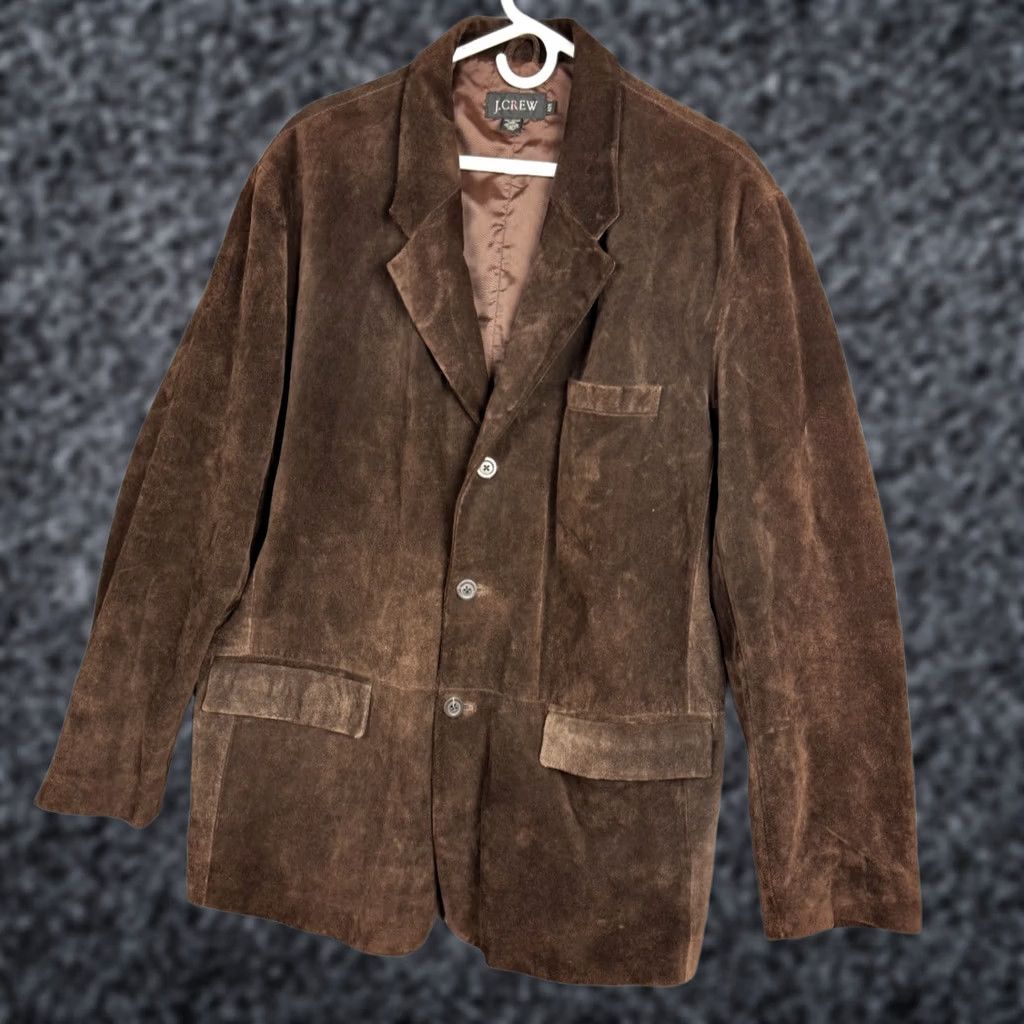 J.Crew J.CREW Brown Leather Suede Jacket Men's 42R Heavy Chore Coat Pockets Size US L / EU 52-54 / 3 - 1 Thumbnail