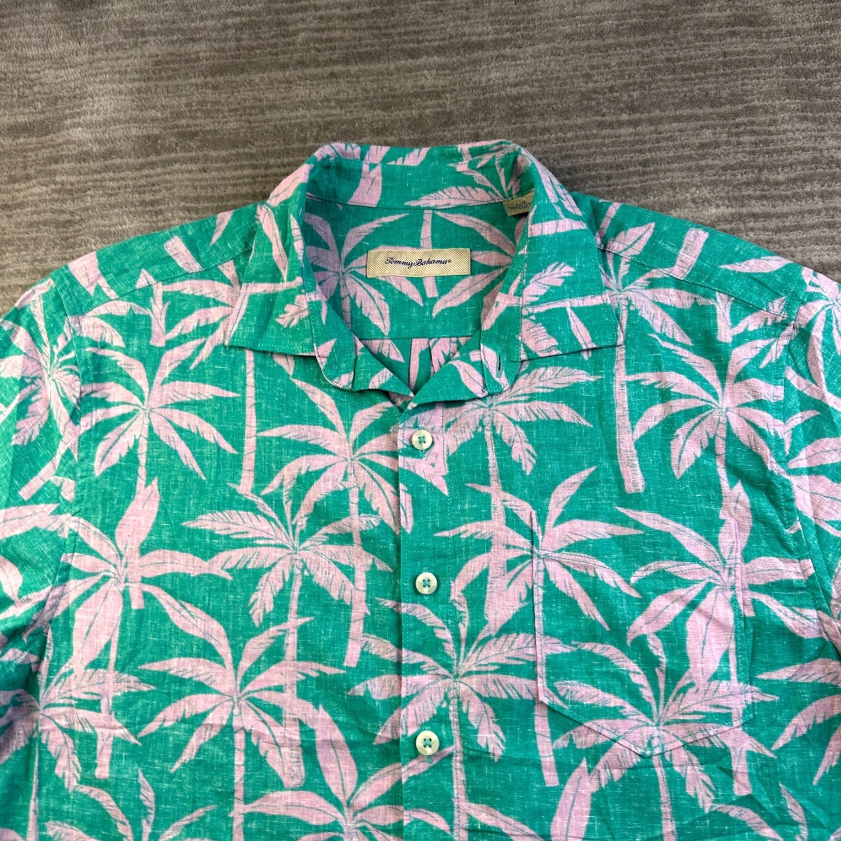 Tommy Bahama Tommy Bahama Shirt Large Green Camp Linen Blend Floral Palms Mens Size US L / EU 52-54 / 3 - 3 Thumbnail