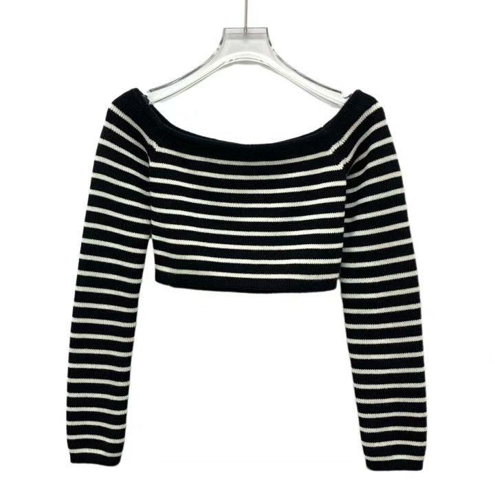 Yves Saint Laurent Yves Saint Laurent Striped Cold Shoulder Knit Size S / US 4 / IT 40 - 1 Thumbnail