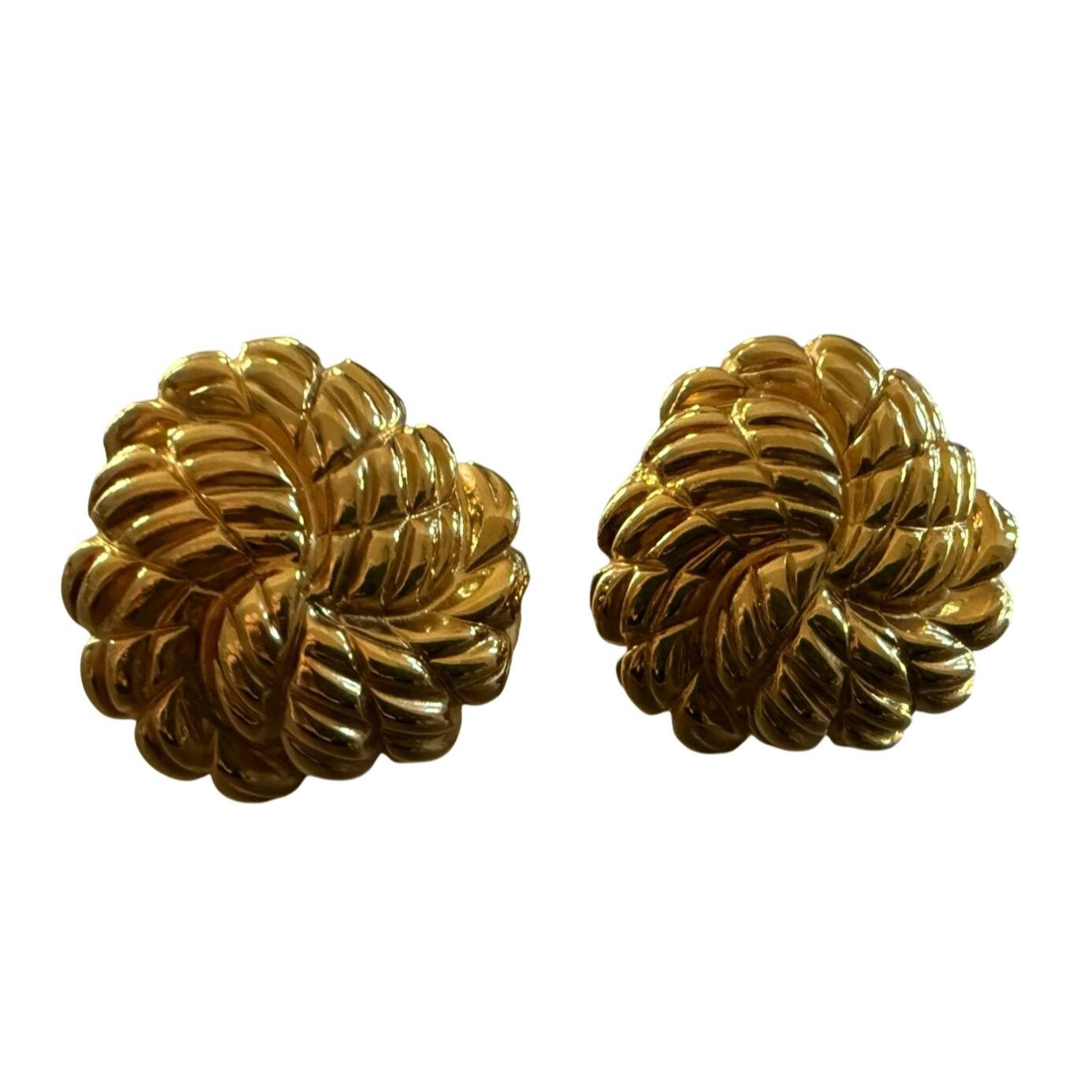 Other Vintage St John 1980s Gold Tone Chunky Textured Clip-On Earr Size ONE SIZE - 1 Thumbnail