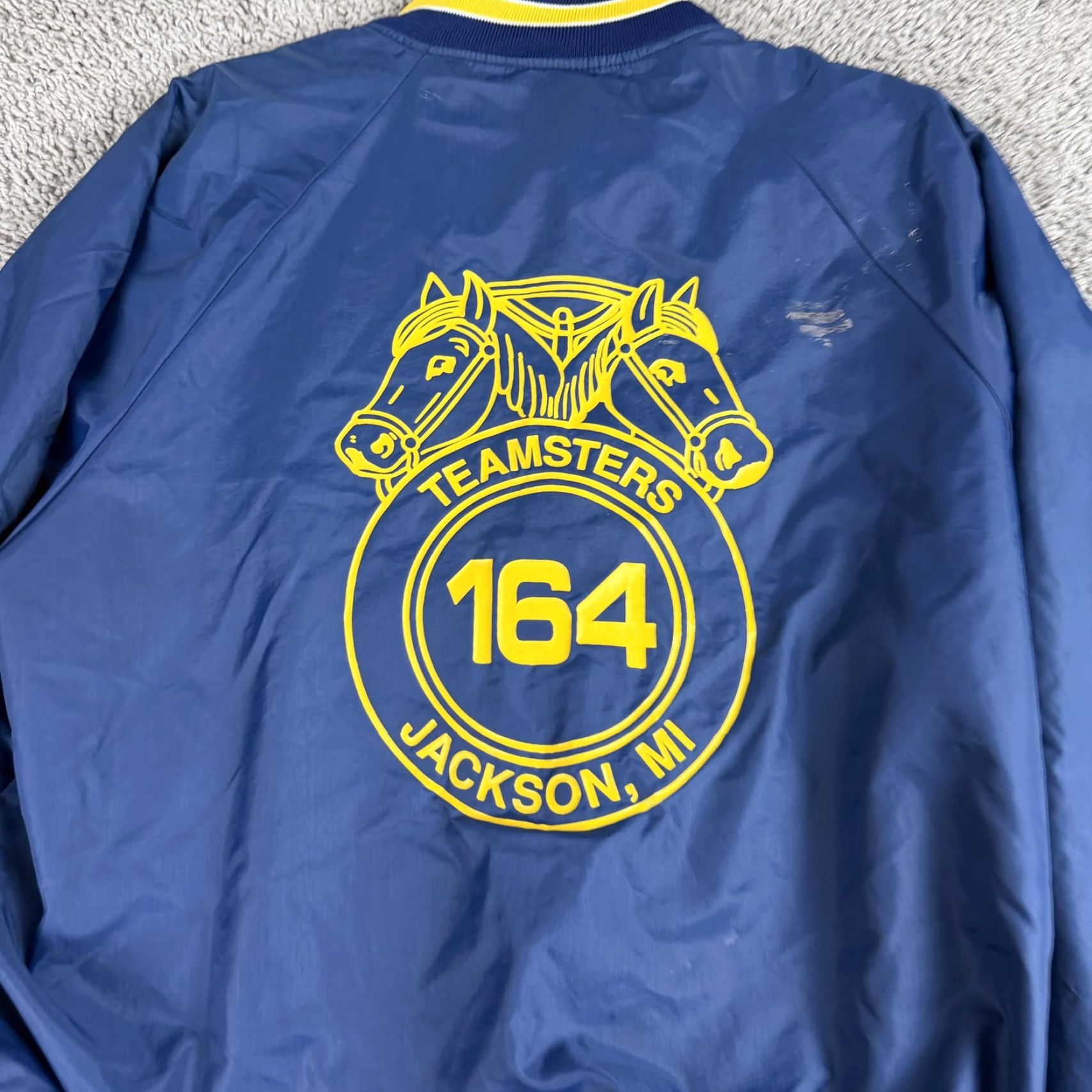 Vintage VINTAGE Hartwell Teamsters Jacket Mens Large Blue Bomber Nylon Snap Front Varsity Coat Casual Workwear Size US L / EU 52-54 / 3 - 3 Thumbnail