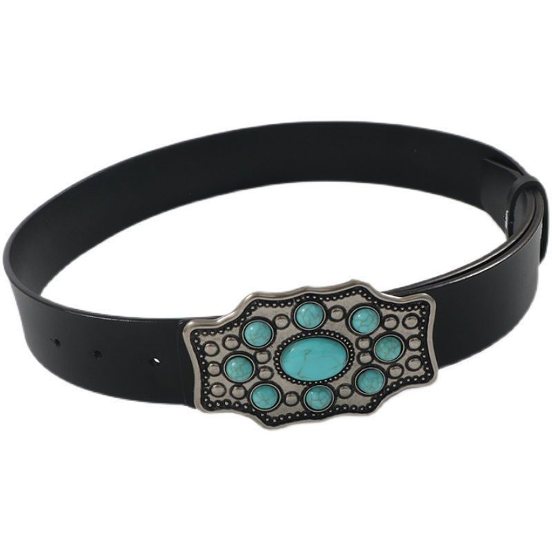 Designer Turquoise stone Belt Riveted Belts Menswear Accessories Size ONE SIZE - 5 Thumbnail