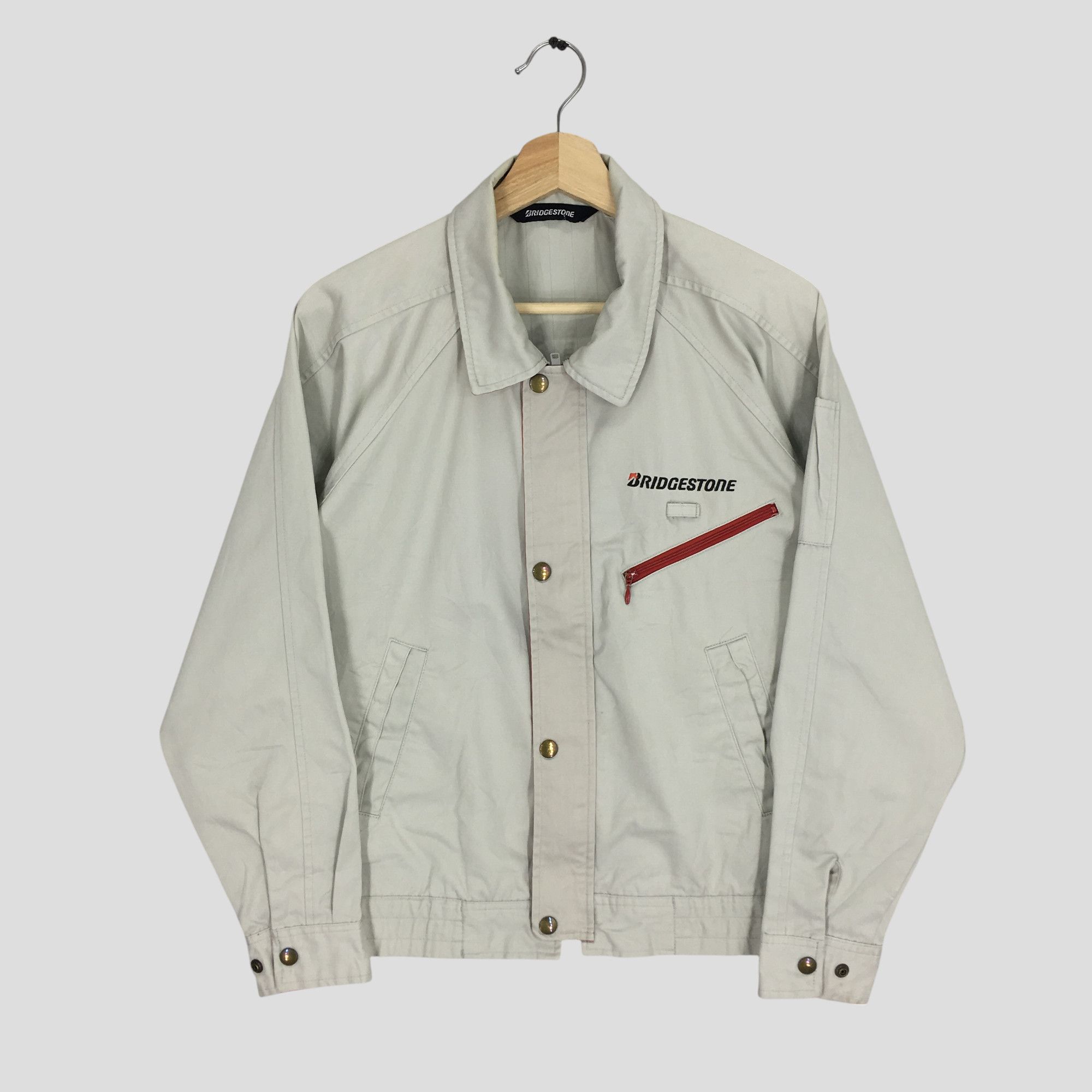 Japanese Brand × Vintage Vintage 90s Bridgestone Racing Car Grey Worker Jacket Size US M / EU 48-50 / 2 - 1 Thumbnail