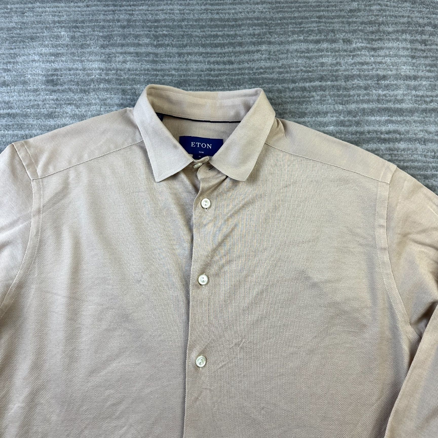 Eton Eton Shirt Mens Medium Beige Tan Button Up Slim Fit Size US M / EU 48-50 / 2 - 3 Thumbnail