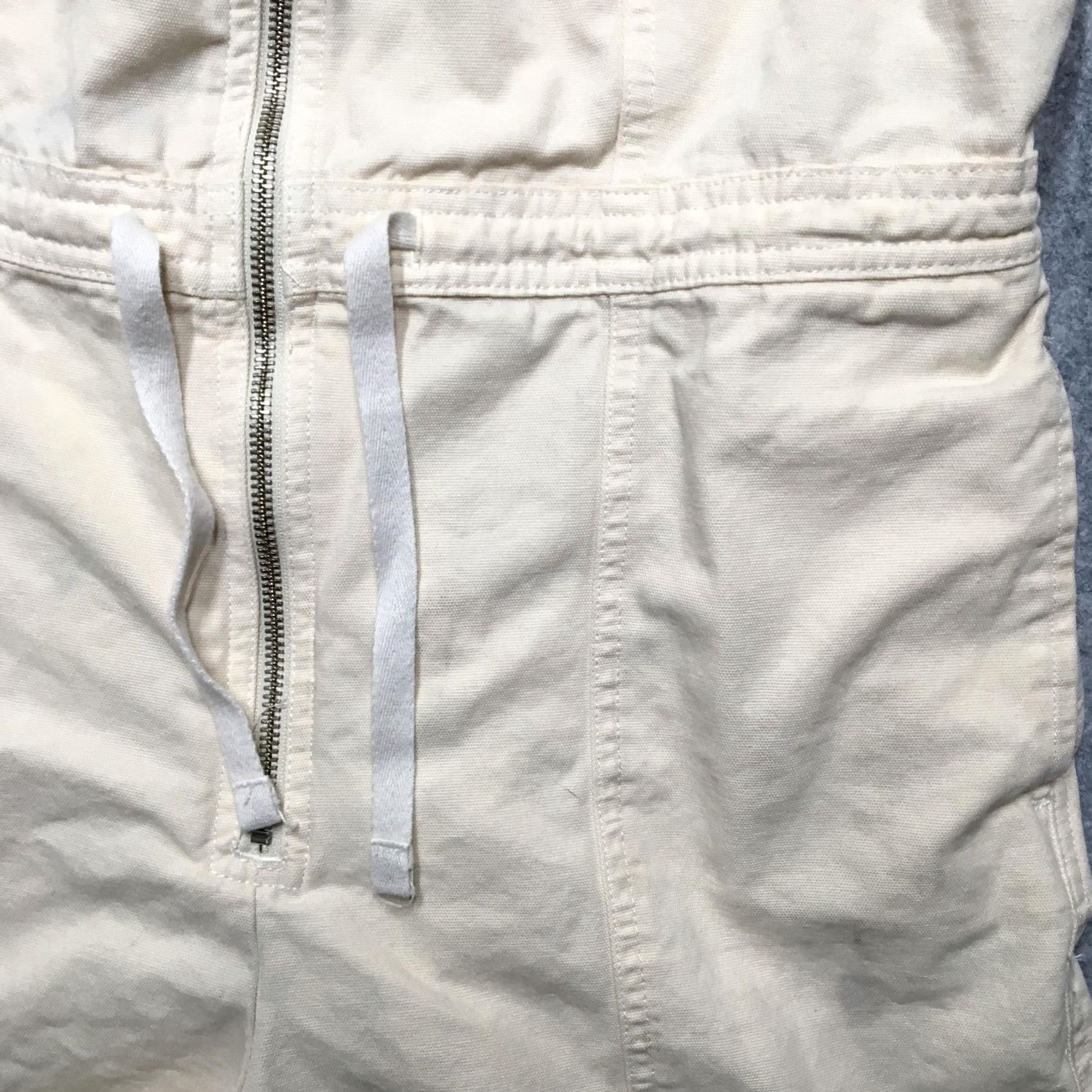 Vintage VINTAGE Miss Selfridge Romper Womens 8 Beige Denim Sleeveless Zip Front Shorteralls Size 30" / US 8 / IT 44 - 2 Thumbnail