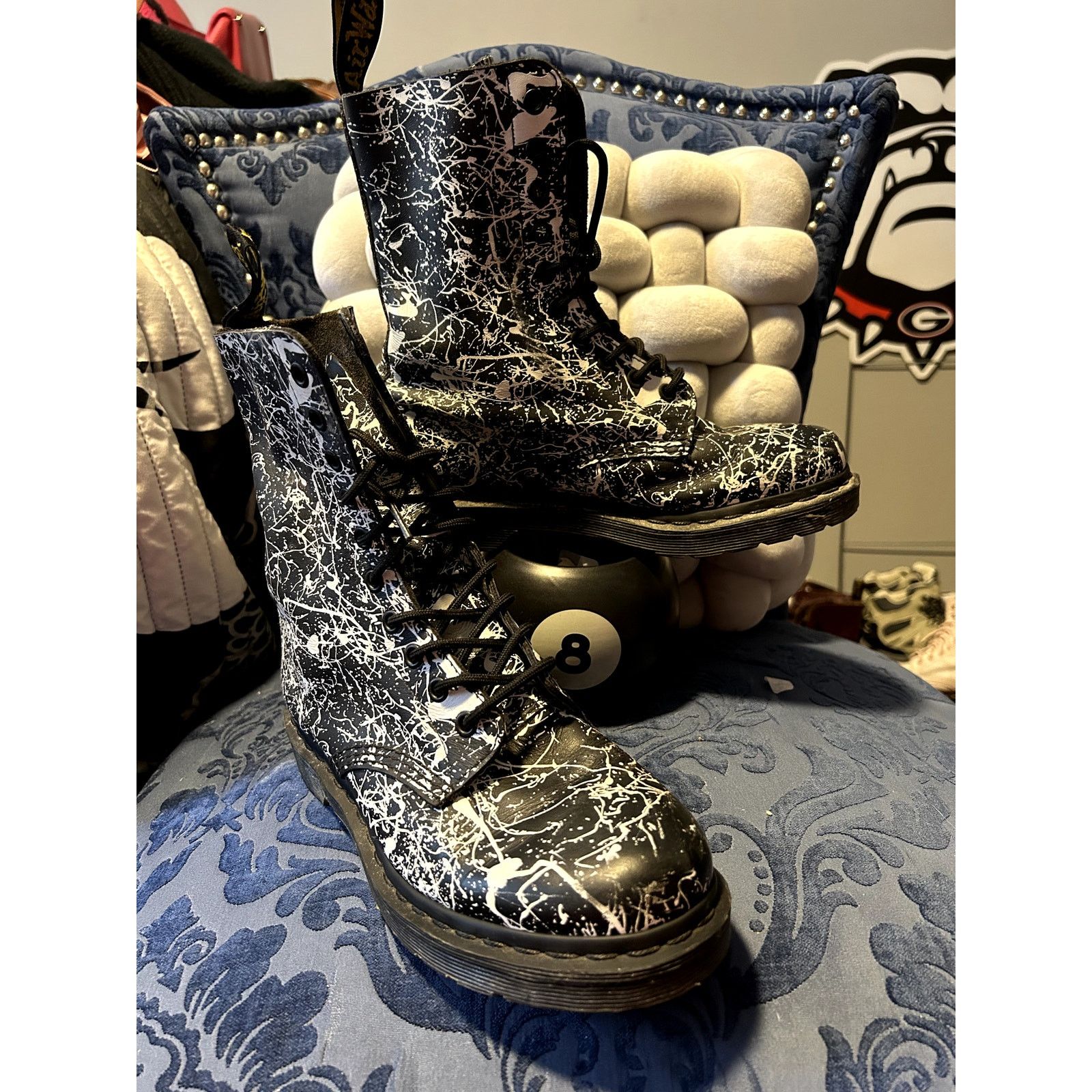 Dr. Martens Dr Martens 14610 Black Paint Splatter Mid Calf Size 8/EU 39 Size US 8 / IT 38 - 1 Thumbnail