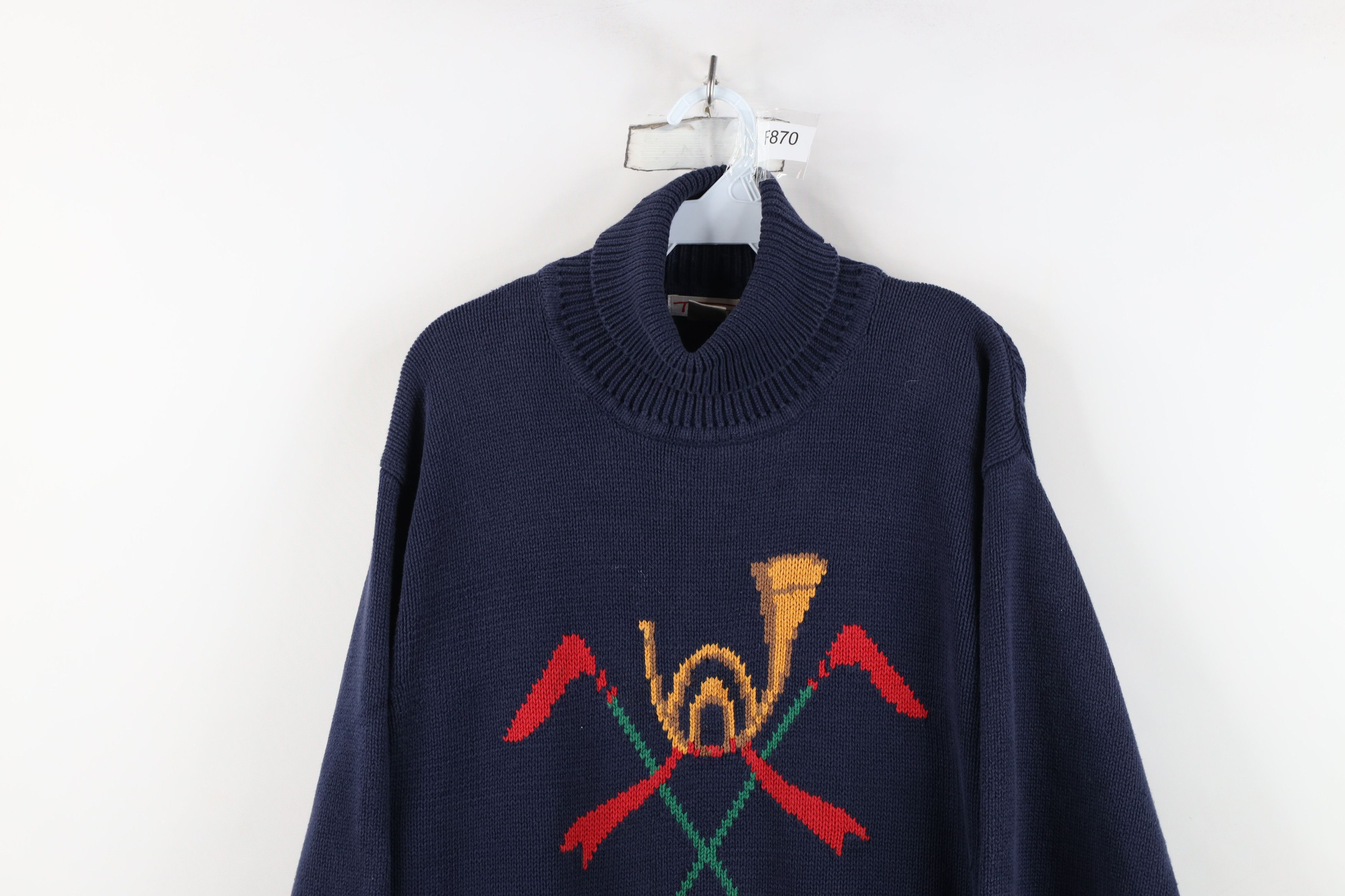 Vintage Vintage 90s Streetwear Horse Polo Turtleneck Sweater Knit Size XL / US 12-14 / IT 48-50 - 2 Thumbnail