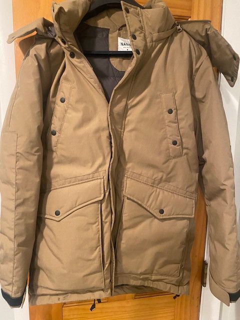image of Nanga Takibi Down Jacket in Beige, Men's (Size Large)