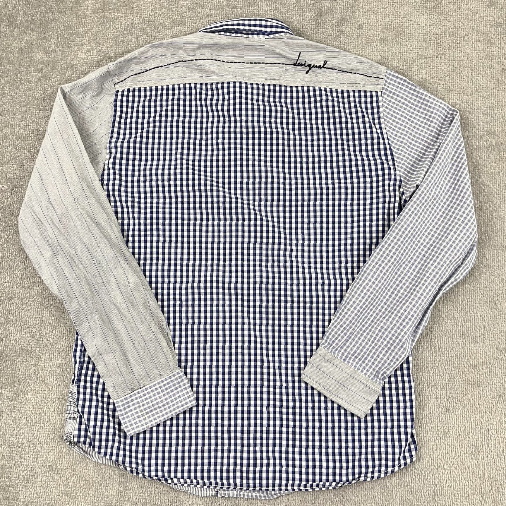 Desigual VINTAGE Desigual Shirt Mens Large Blue Patchwork Modernist Art Eclectic Button Up Size US L / EU 52-54 / 3 - 6 Thumbnail